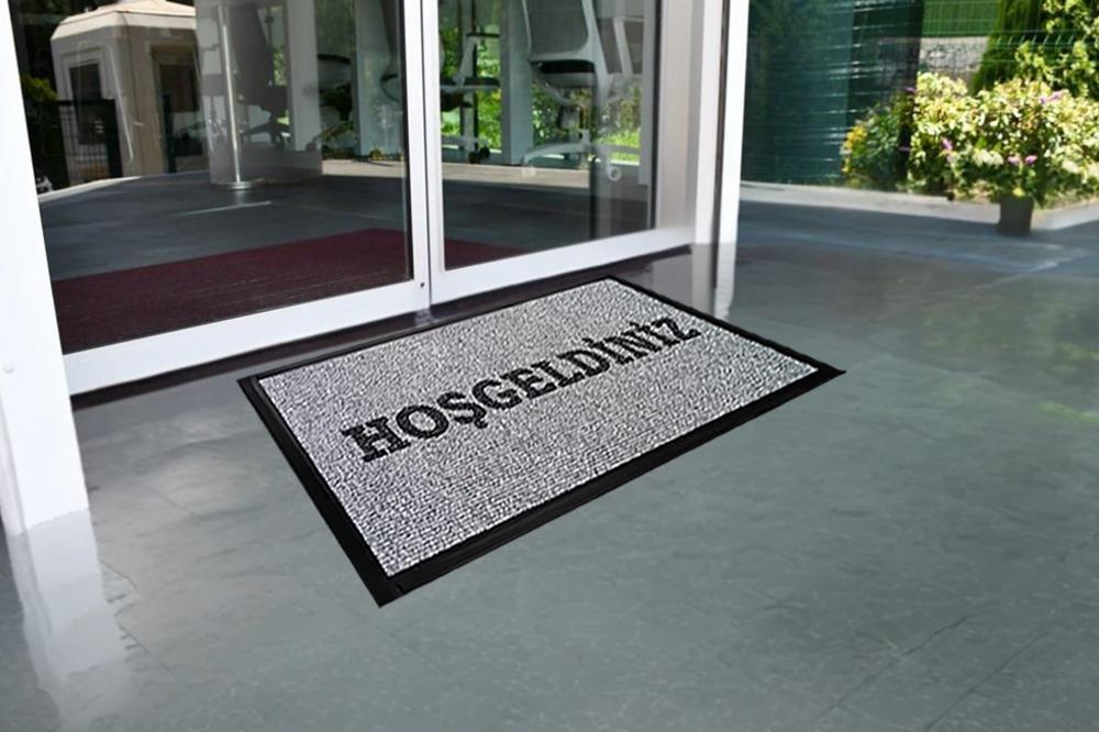 Hoşgeldiniz Logolu Paspas - 56X87 cm - Gri