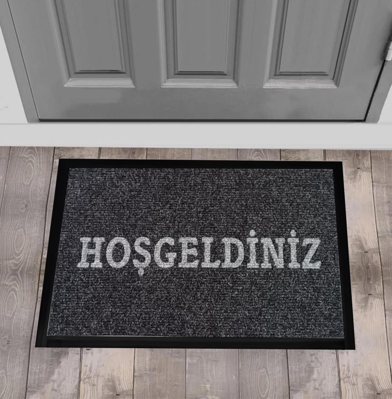 Hoşgeldiniz Logolu Paspas - 56X87 cm - Siyah