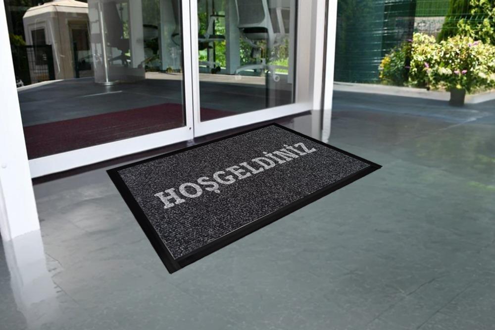 Hoşgeldiniz Logolu Paspas - 56X87 cm - Siyah