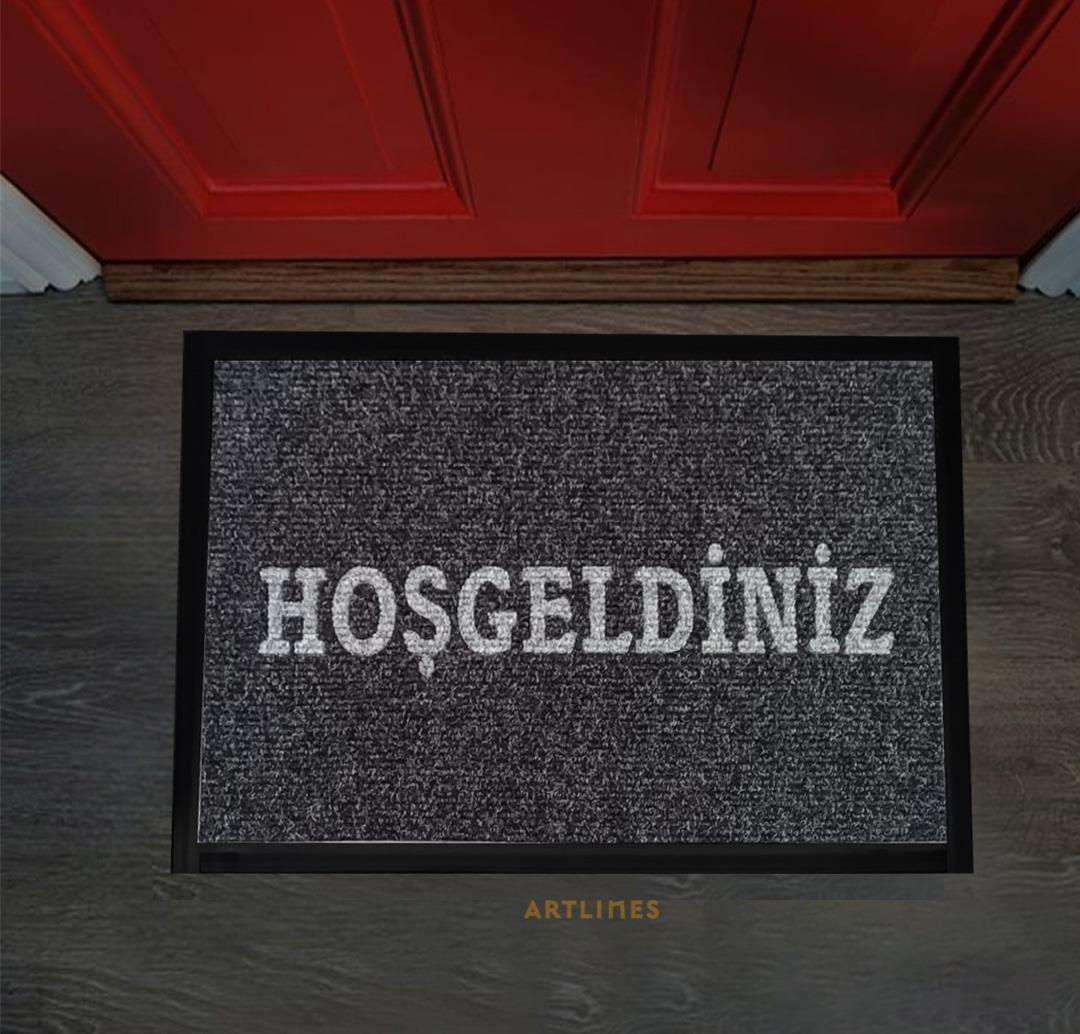 Hoşgeldiniz Logolu Paspas - 56X87 cm - Siyah