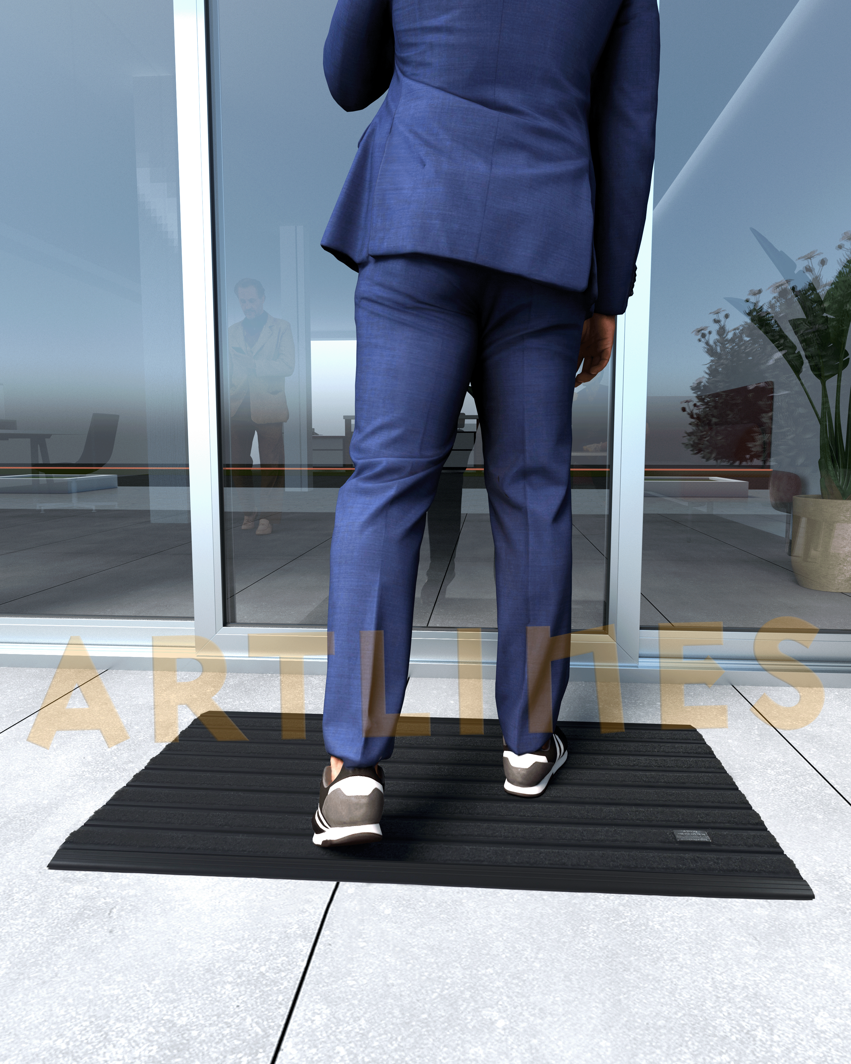 Slimlines 10 mm 52x87 Velur Halı Yüzeyli Siyah Alüminyum Paspas