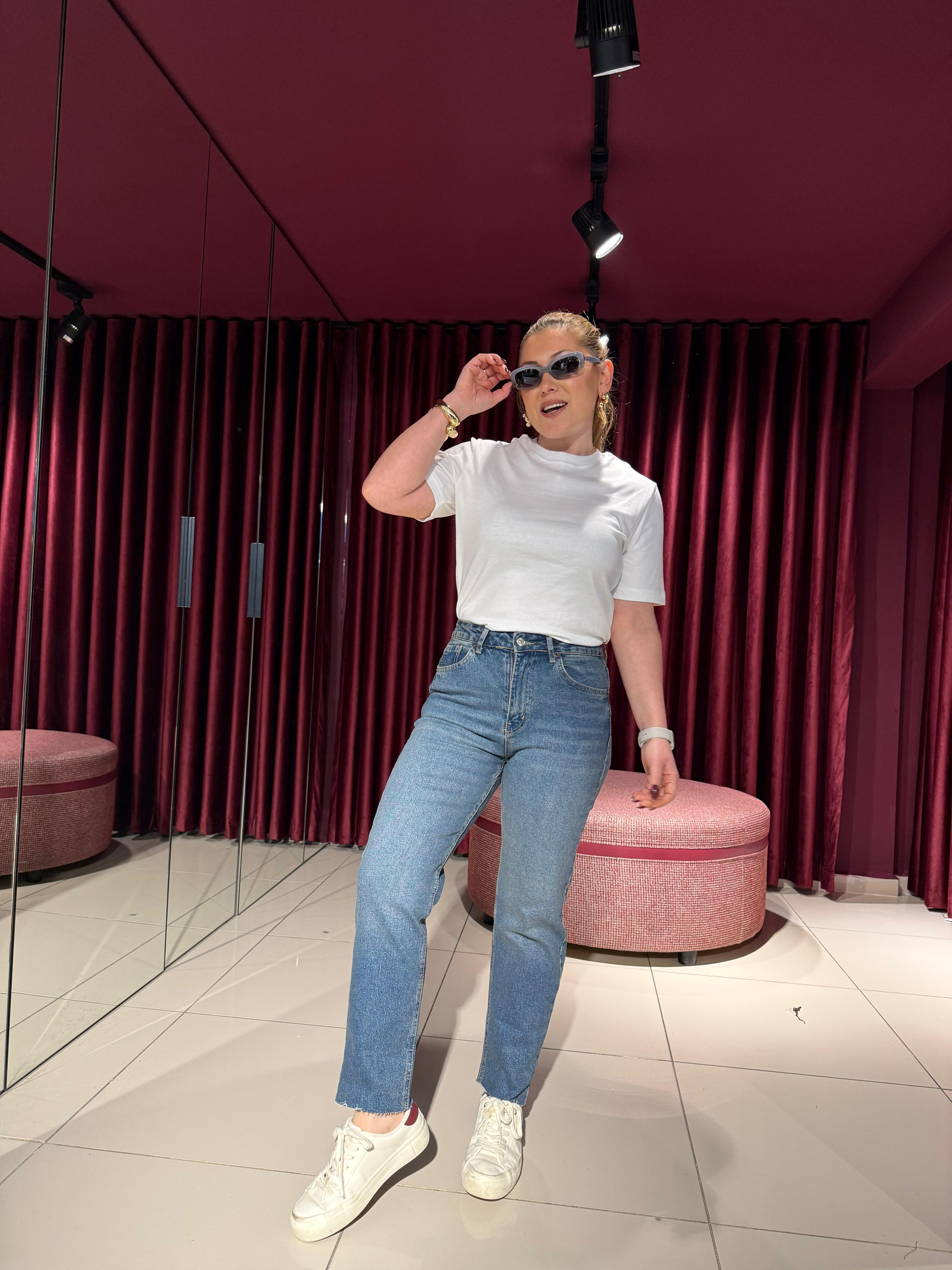 Jean01 ZR Likralı Boyfit Jean Koyu Mavi