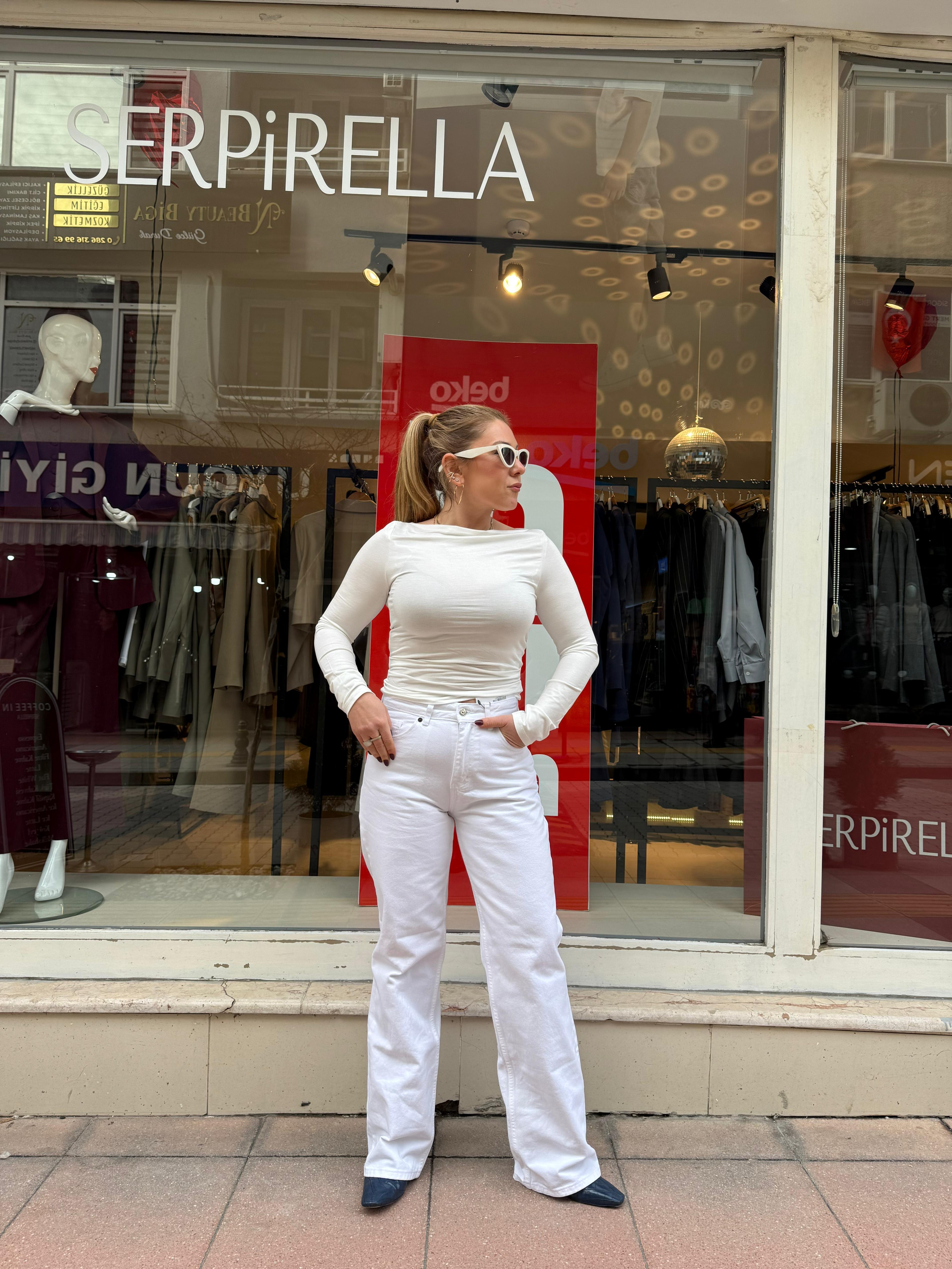 Jean03 ZR Straight Jean Beyaz