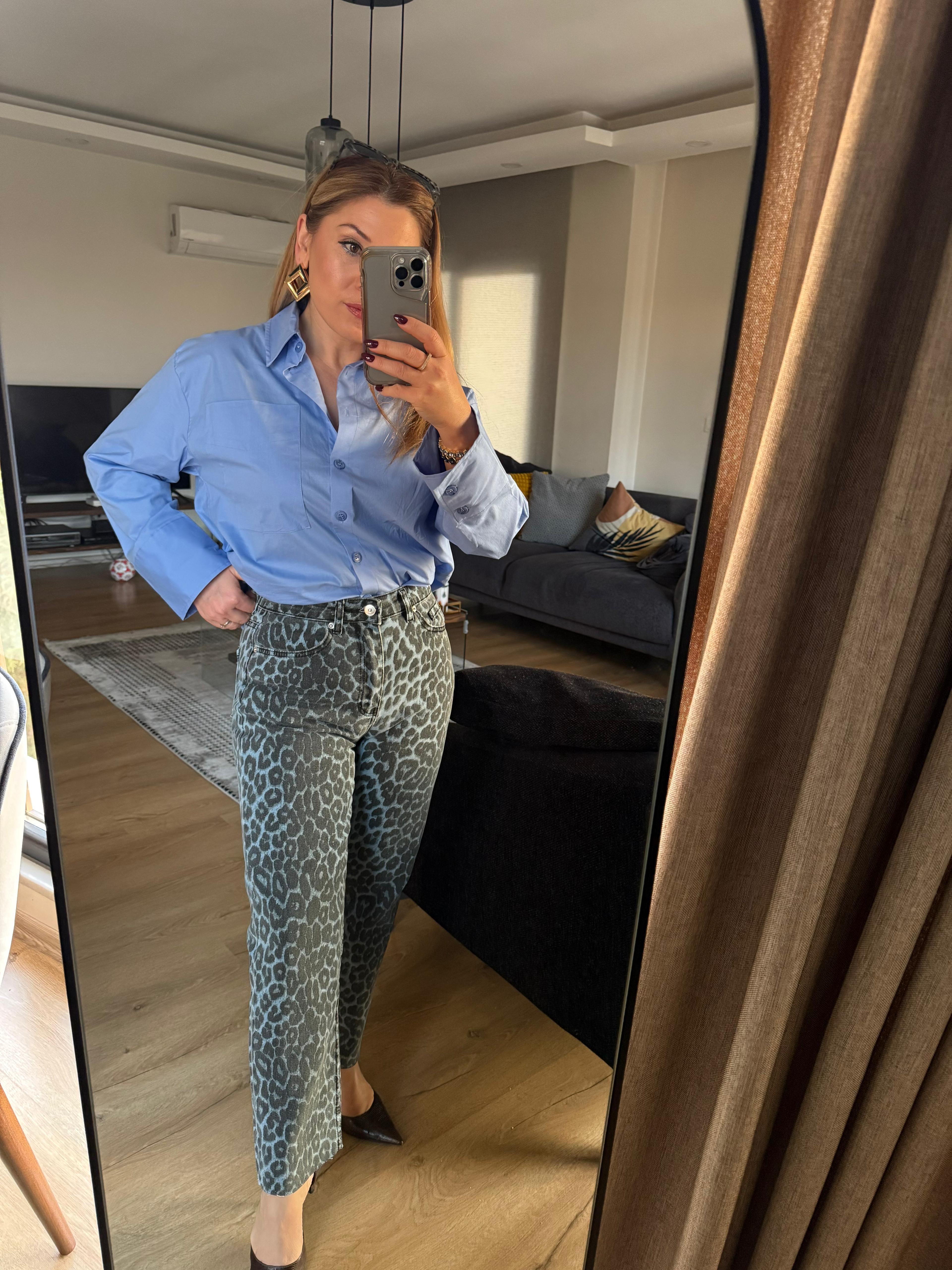 Jean05 Leopar Boyfit Jean Mavi