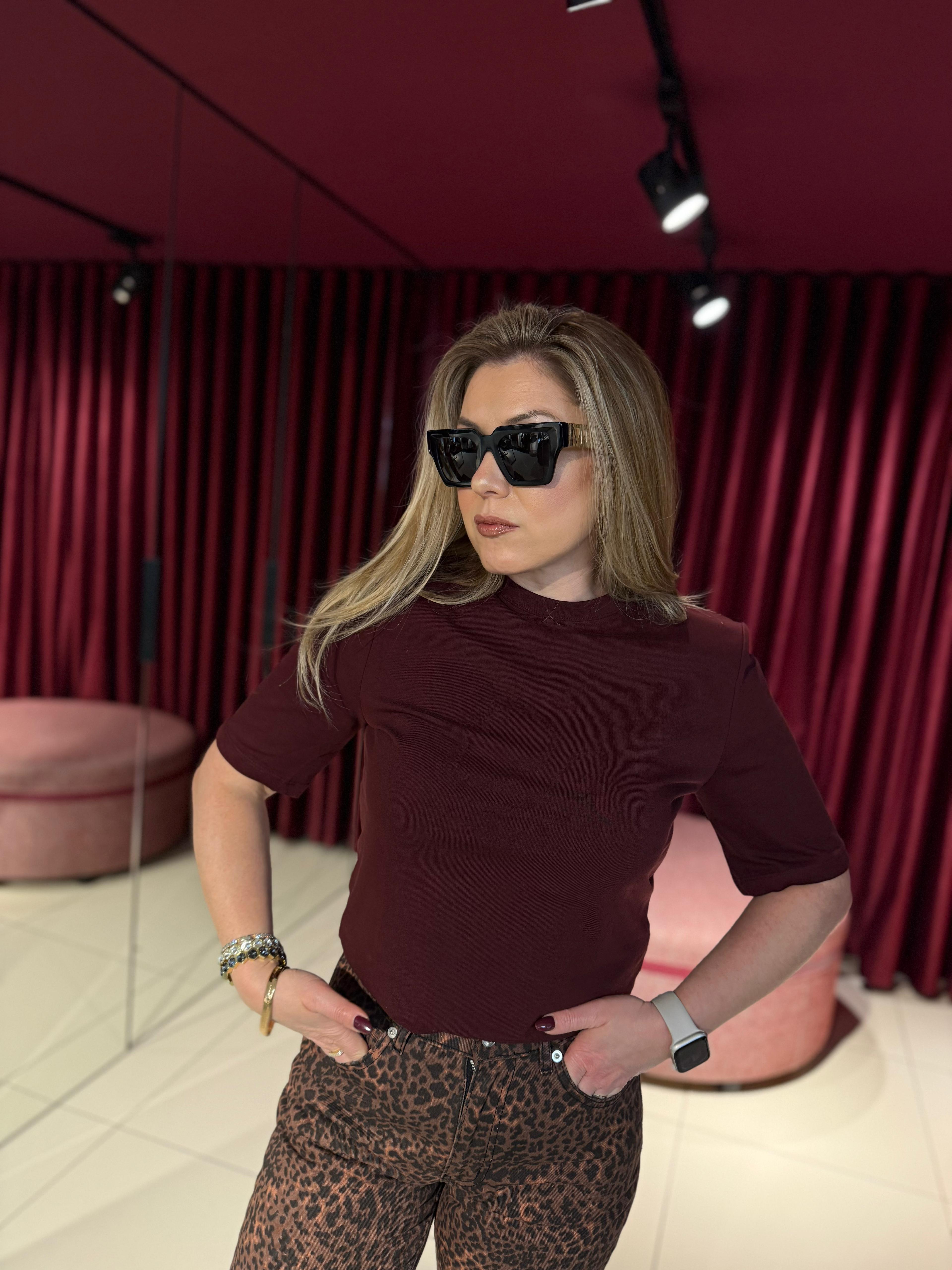 T-Shirt1159 Vatkalı T-Shirt Bordo
