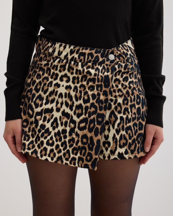 Etek1178 Leopar Desenli Şort Etek
