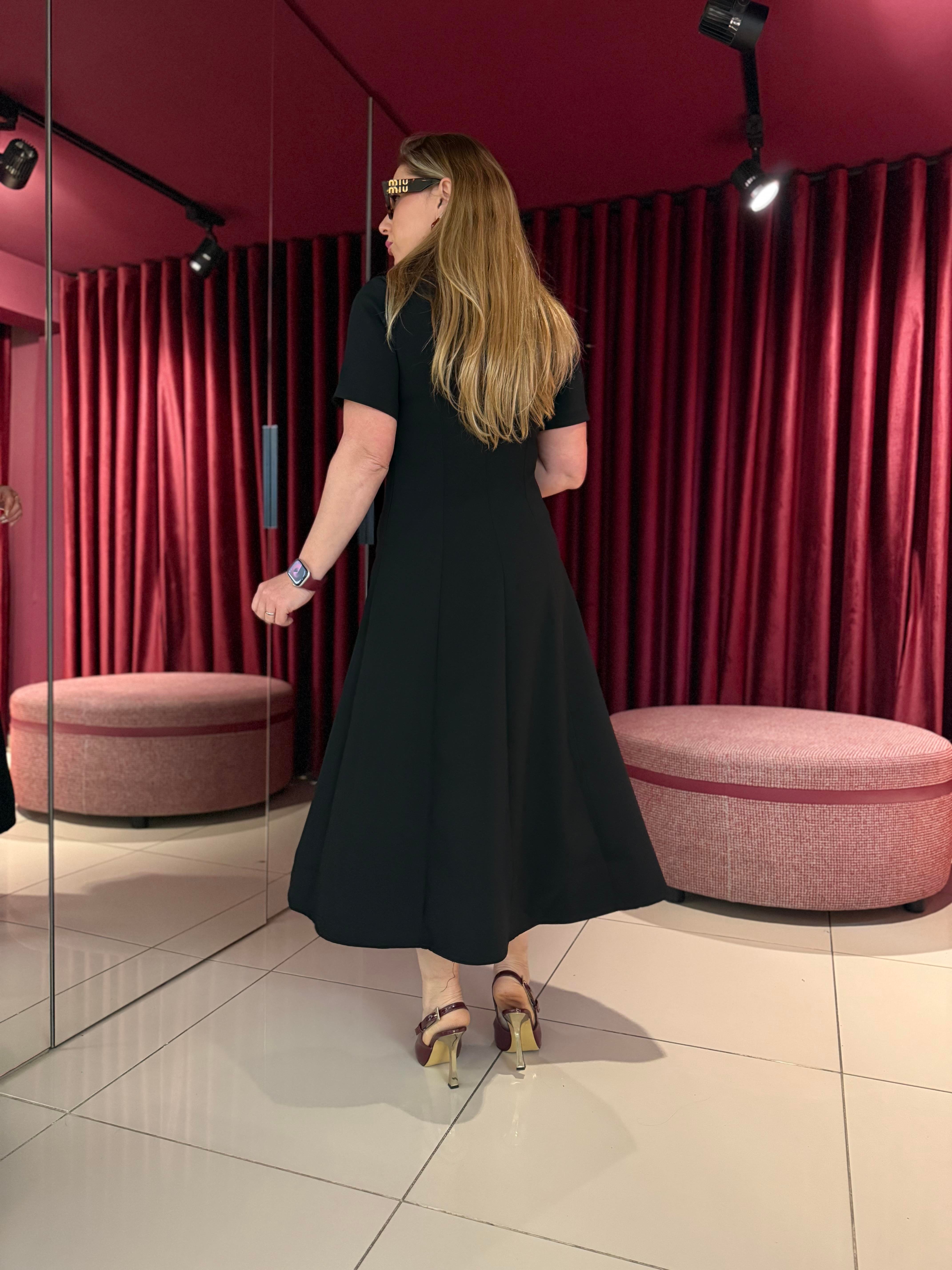 Midi Elbiseler1416 Bebe Yaka Midi Elbise Siyah