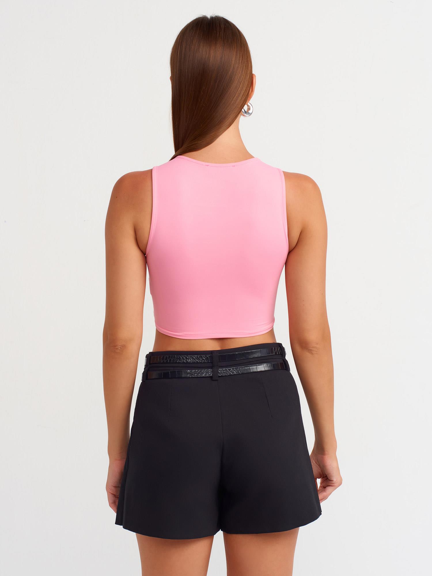 T-Shirt20902 Poliamid Crop Top Pembe
