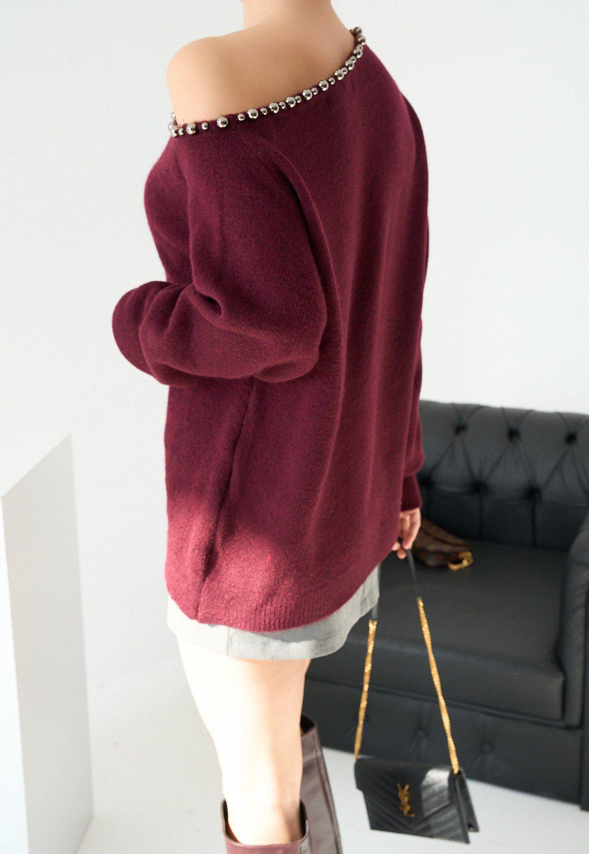 Kazak241283 Omuz Detaylı Kazak Bordo