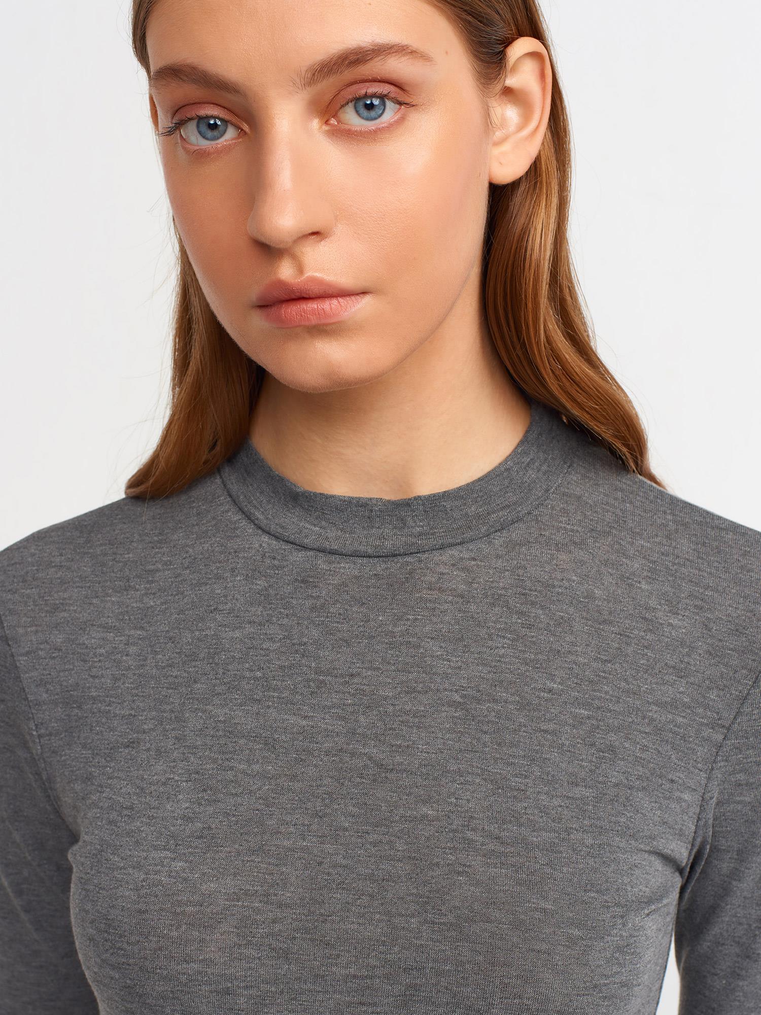 T-Shirt30481 Yüksek Yakalı T-Shirt Antrasit