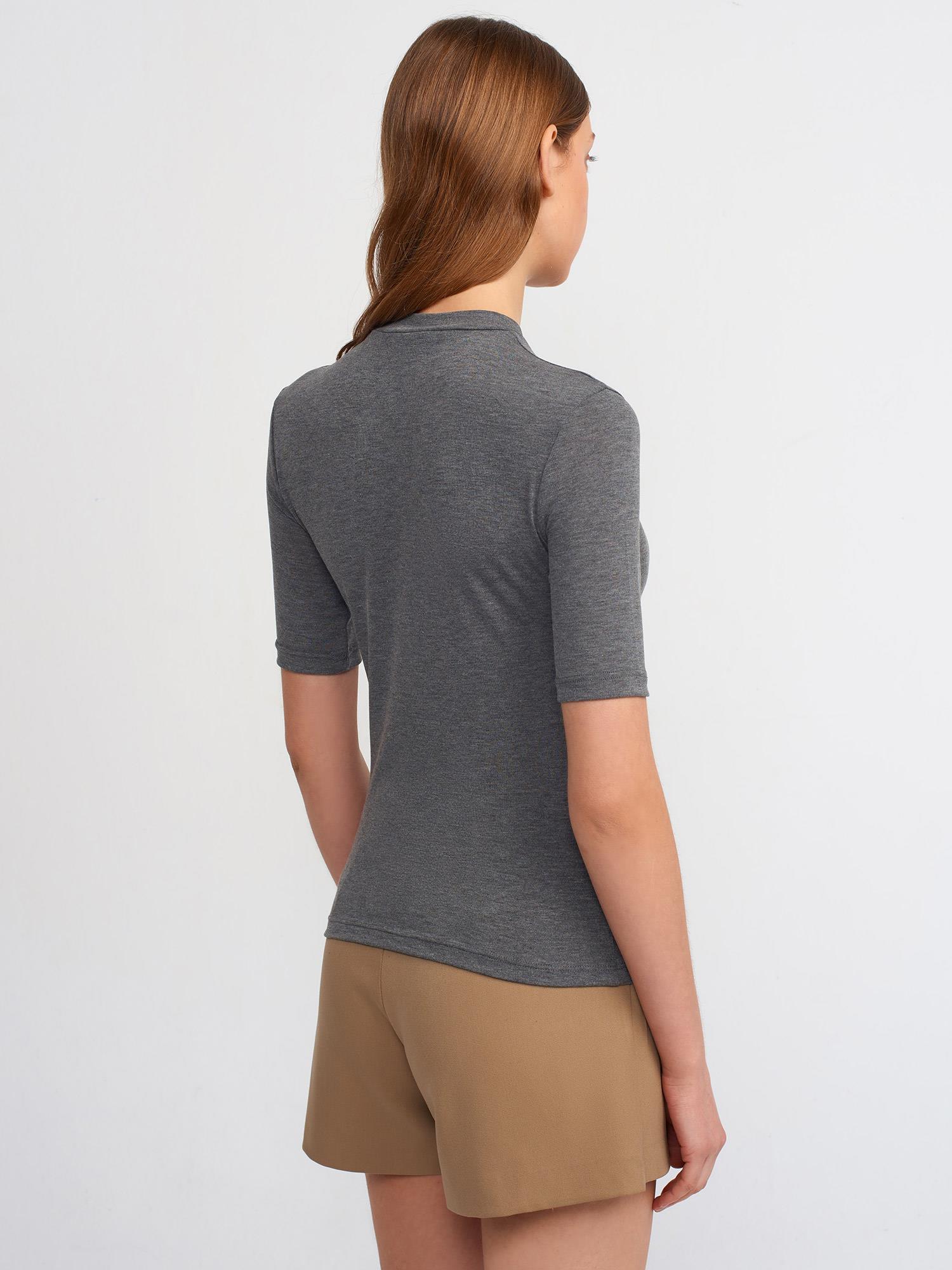 T-Shirt30481 Yüksek Yakalı T-Shirt Antrasit