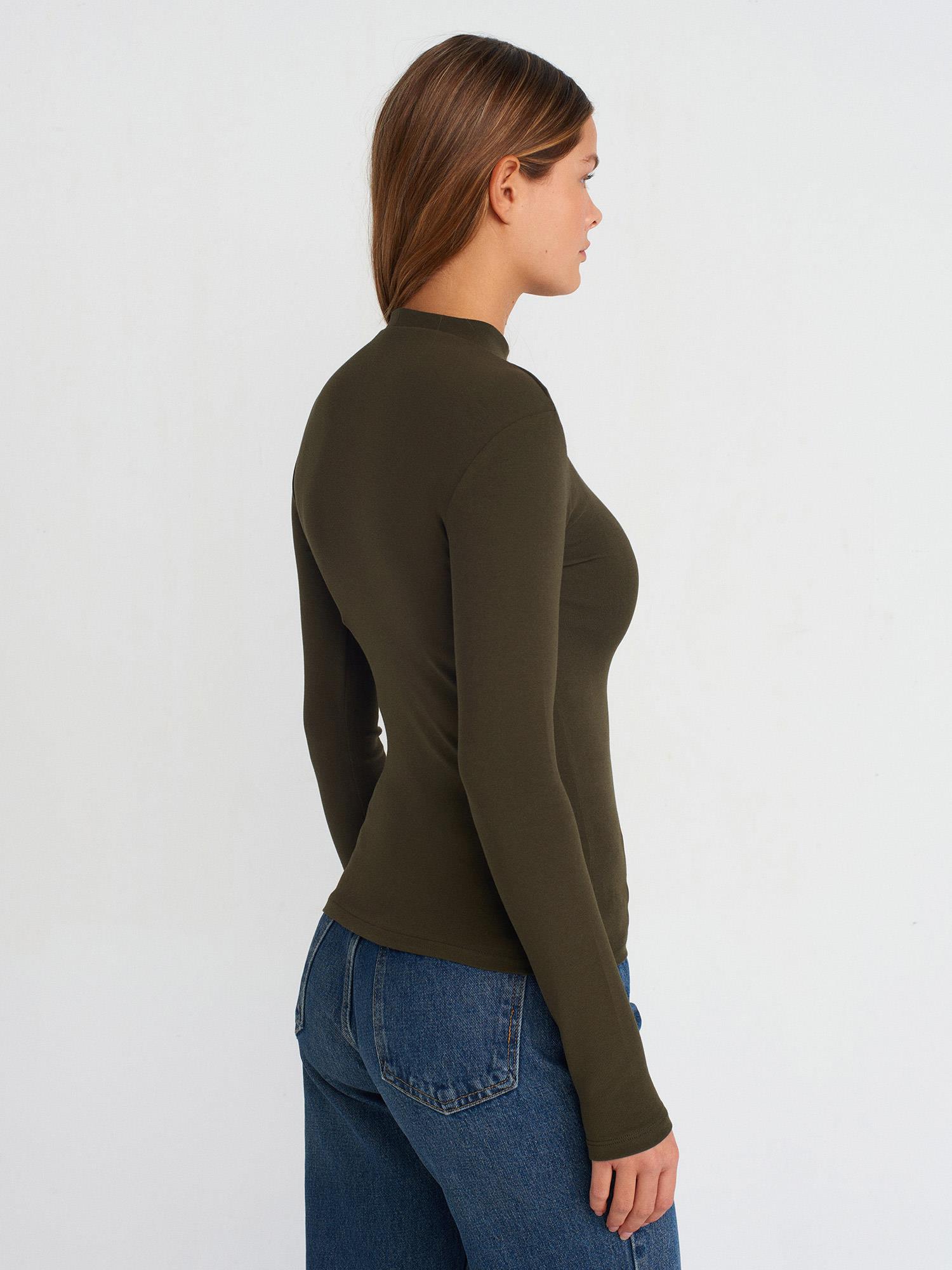 Bluz31433 Yarım Balıkçı Yaka Top Koyu Haki