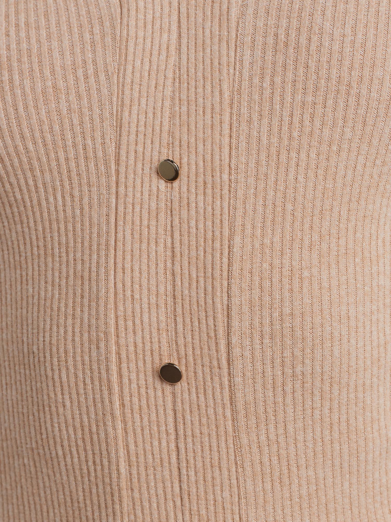 Bluz31436 Polo Yaka Düğme Detaylı Top Bej