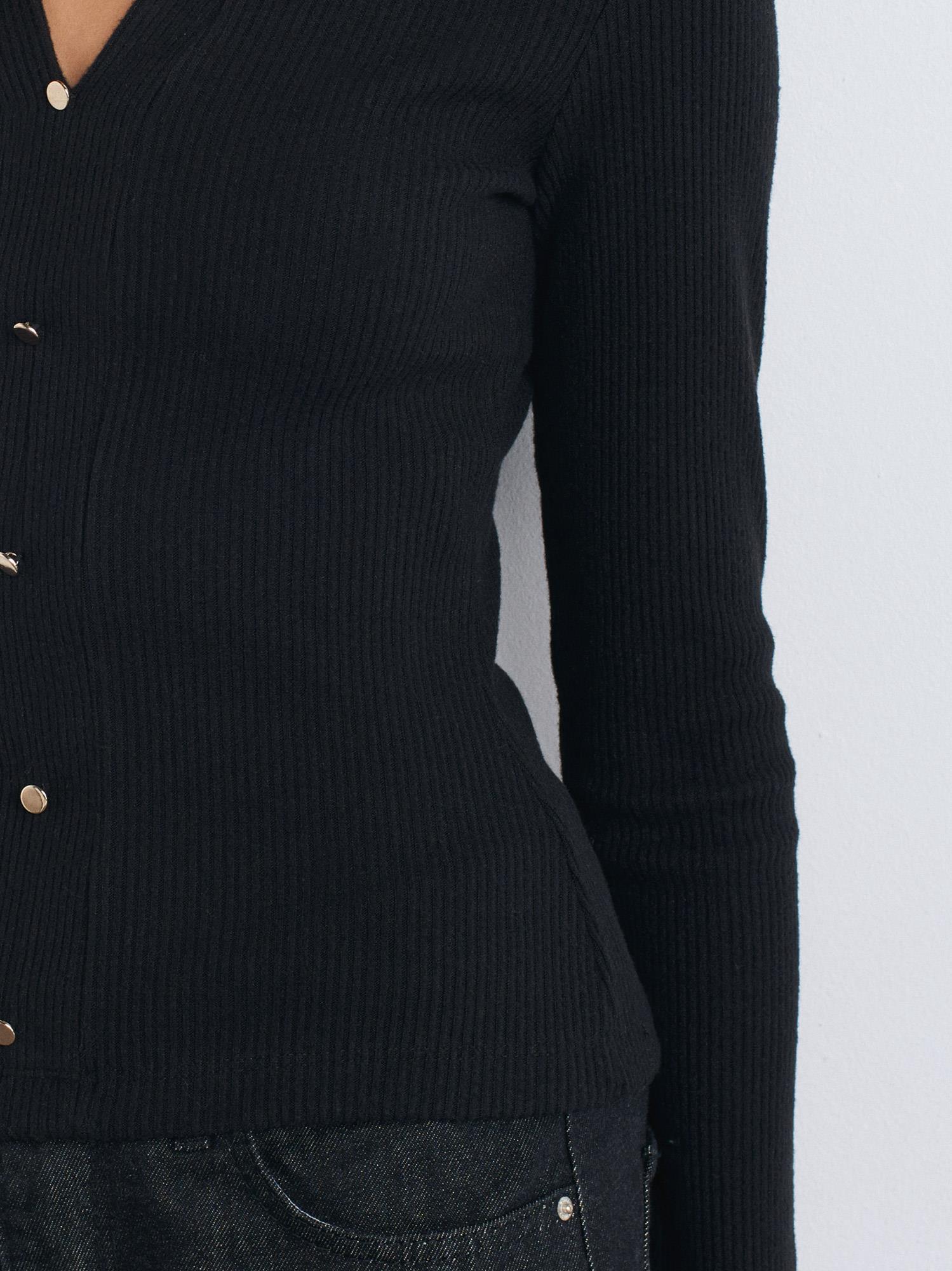 Bluz31436 Polo Yaka Düğme Detaylı Top Siyah