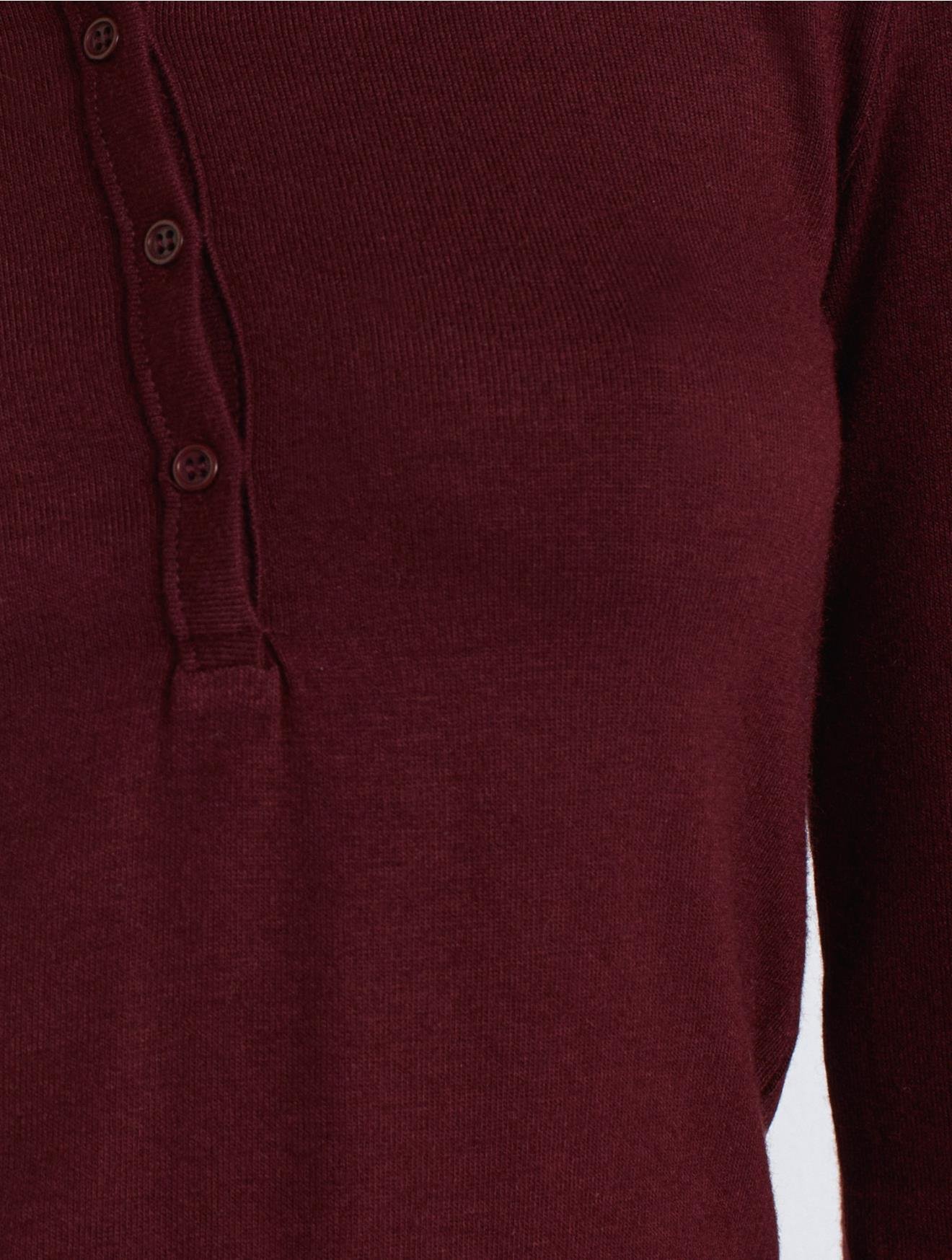 Bluz31544 Düğmeli Uzun Kollu Top Bordo