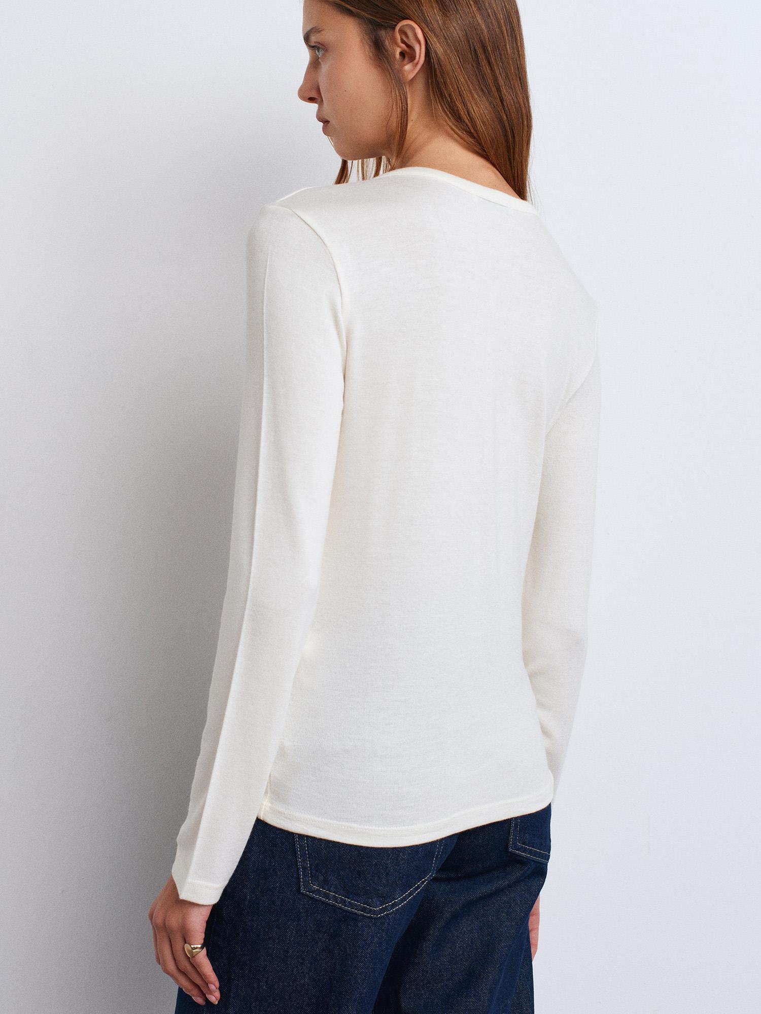 Bluz31544 Düğmeli Uzun Kollu Top Ekru