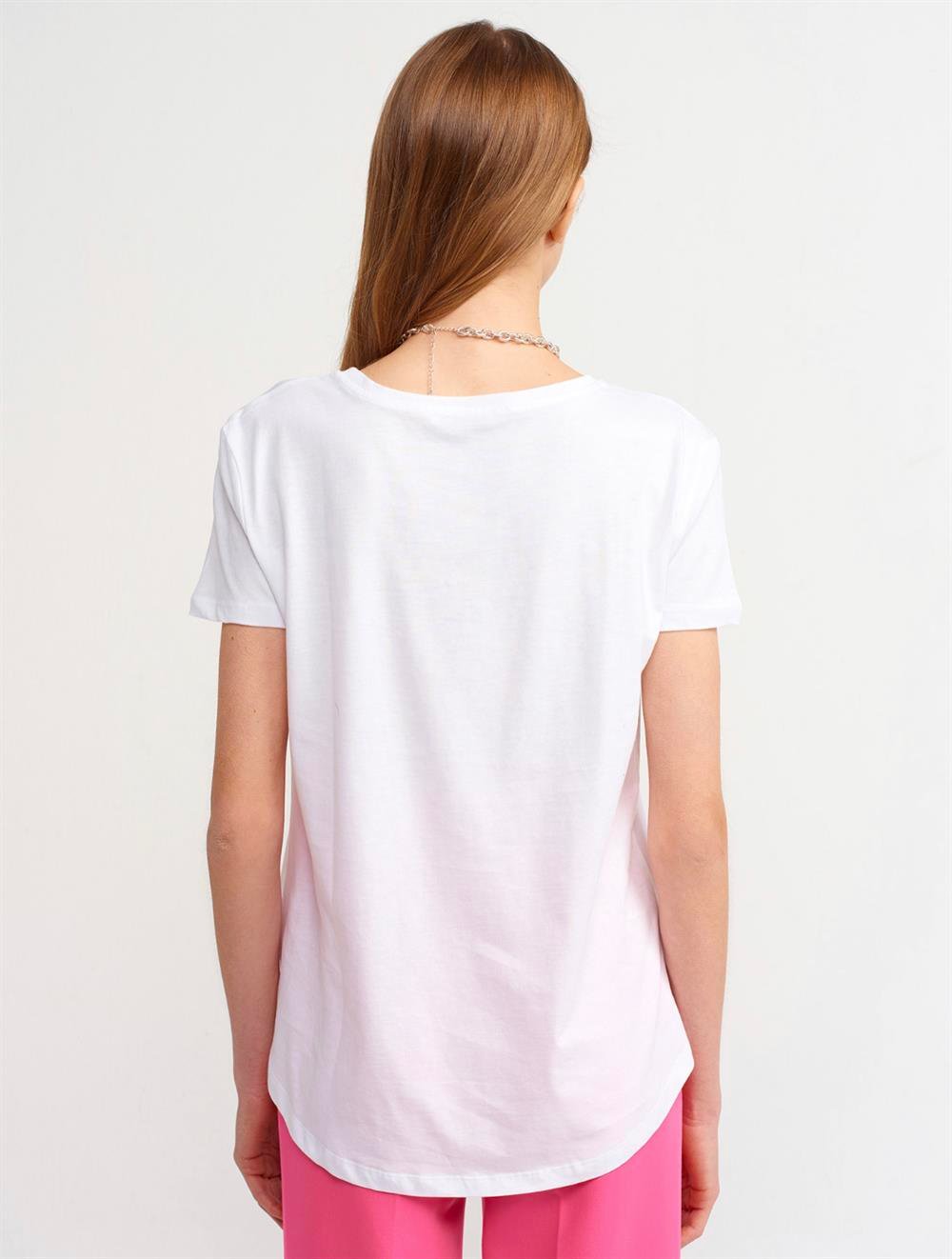 T-Shirt3471 Bisiklet Yaka Basic T-Shirt Beyaz 