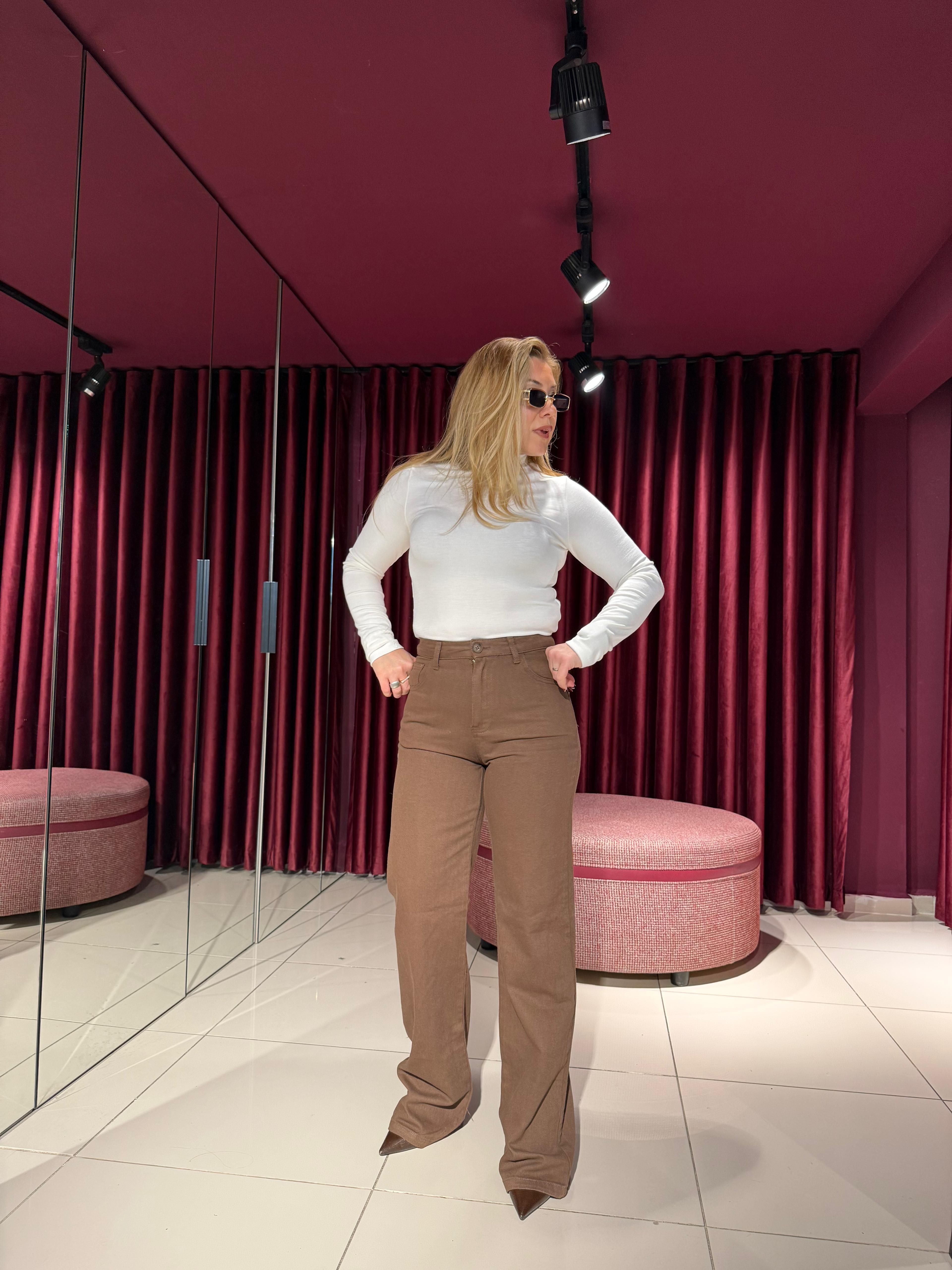 Pantolon3731 Gabardin Pantolon Koyu Kahve
