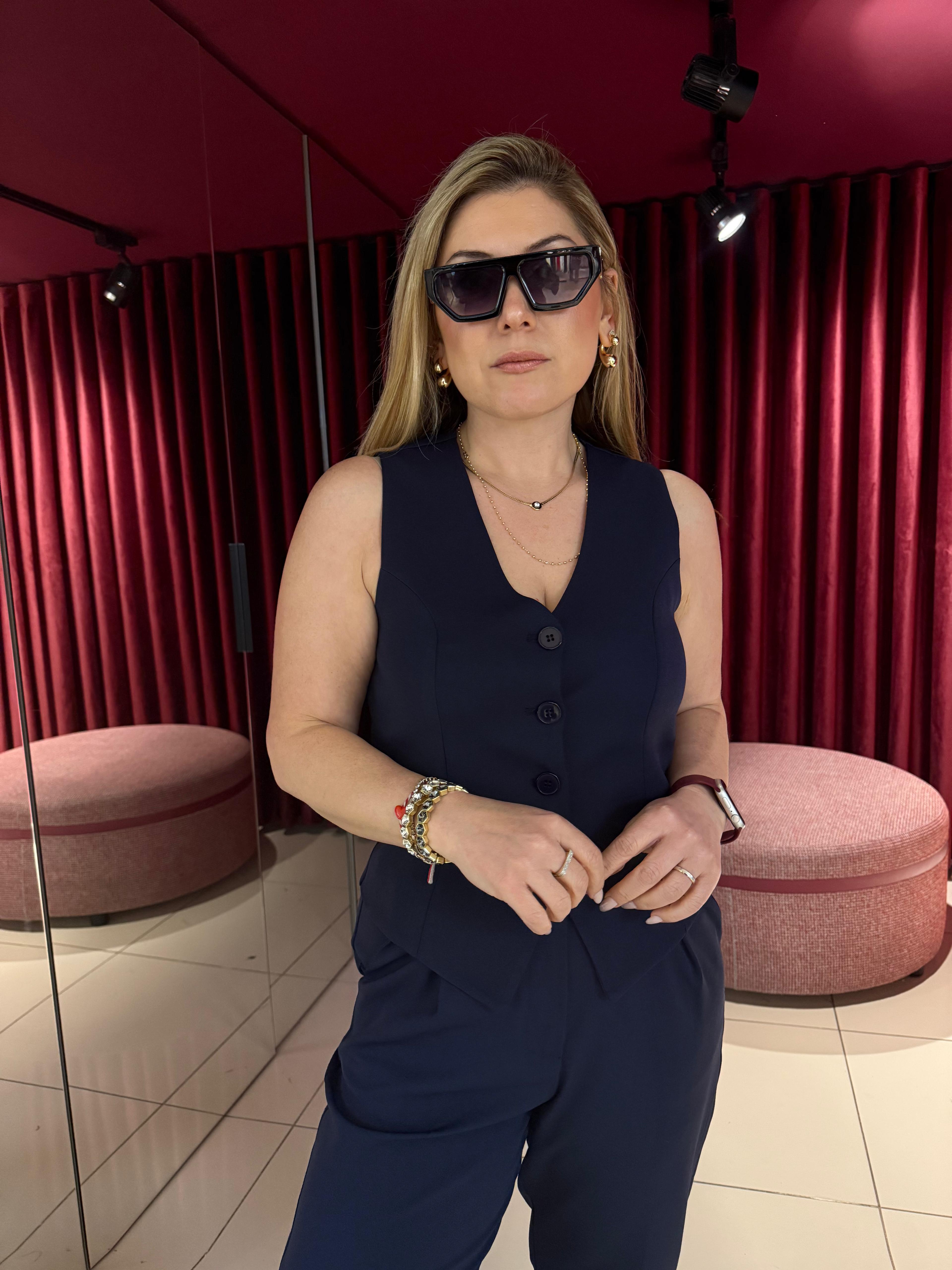 Takım3790 Yelek & Kemerli Pantolon Takım Lacivert