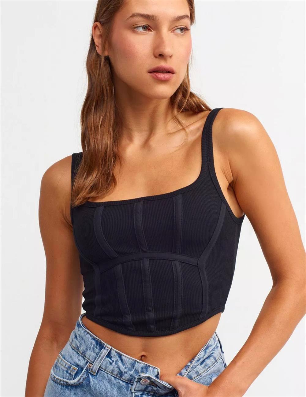 T-Shirt3793 Korse Top T-Shirt Siyah