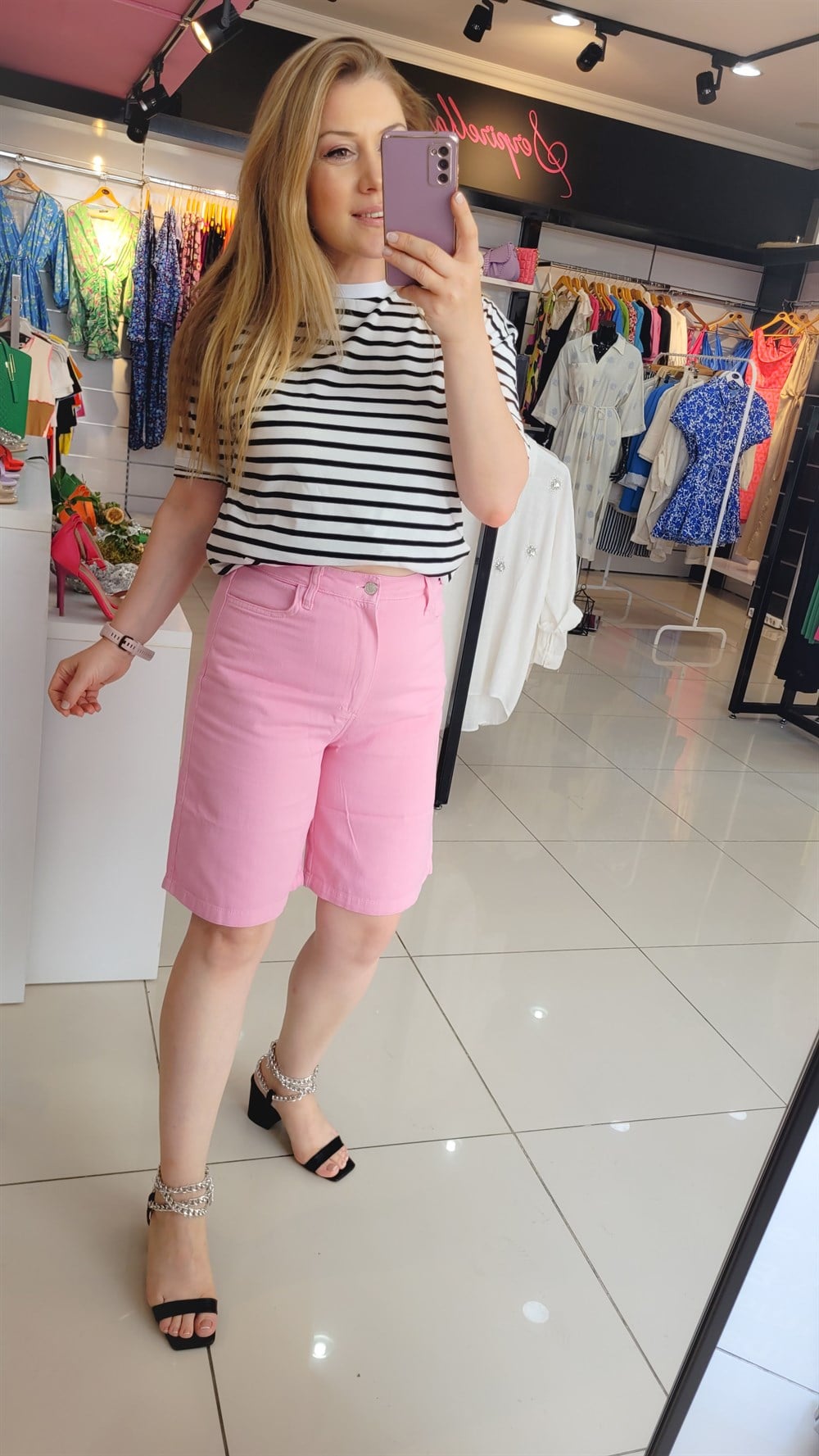 Şort50293 Gabardin Şort Pembe