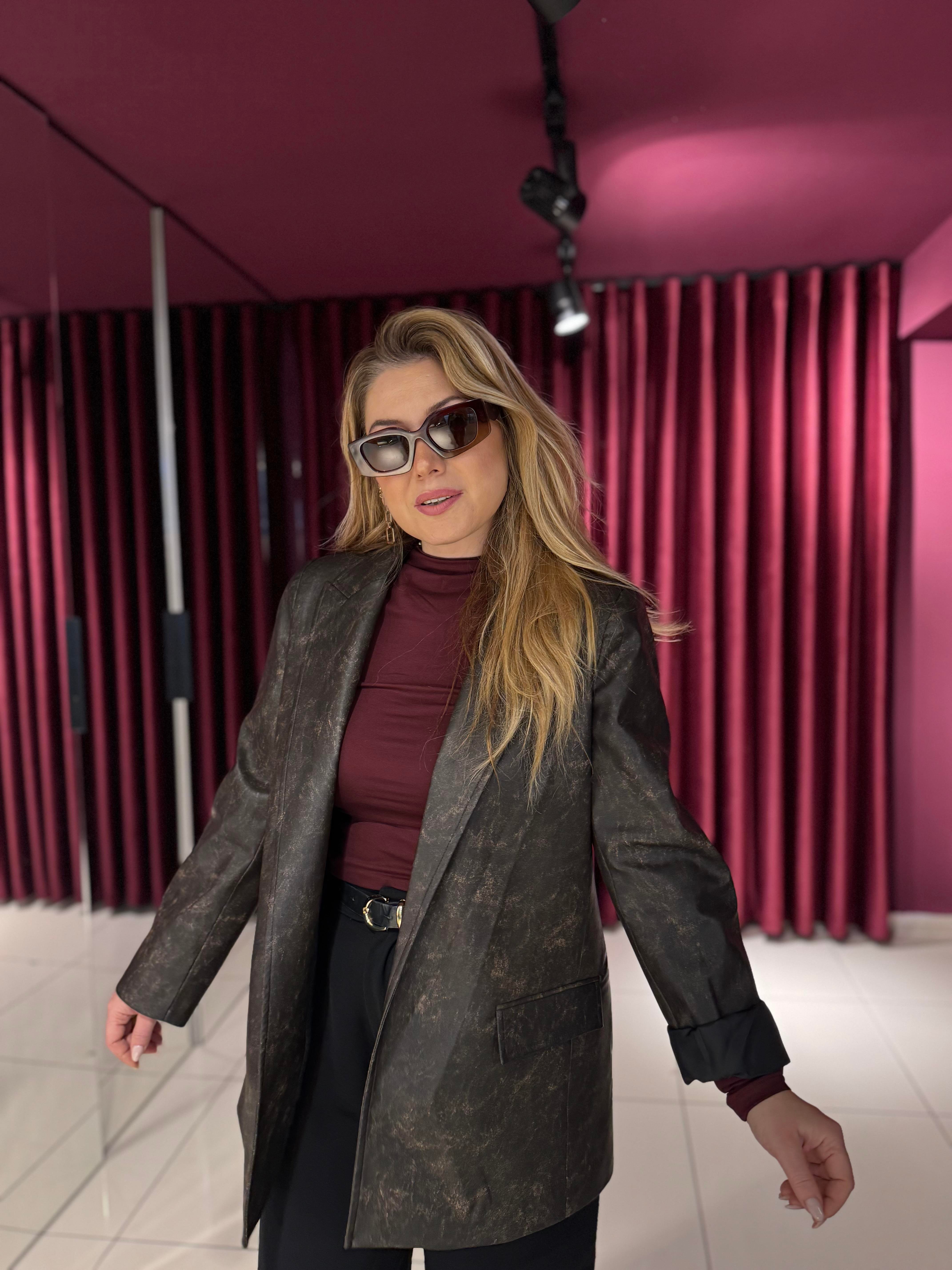 Ceket60755 Deri Açık Blazer Ceket Kahve 