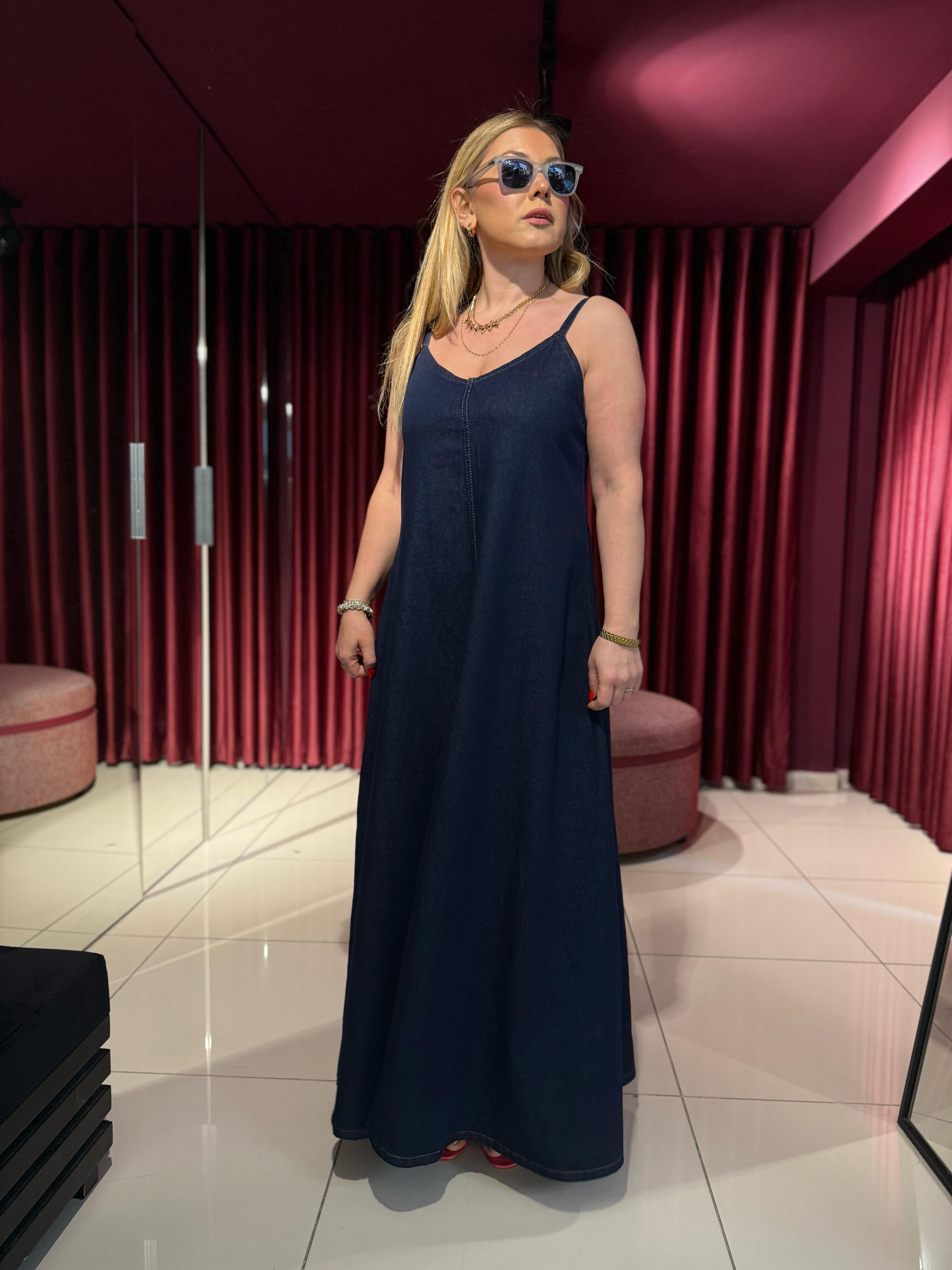 Midi Elbiseler6520 Denim Elbise Lacivert