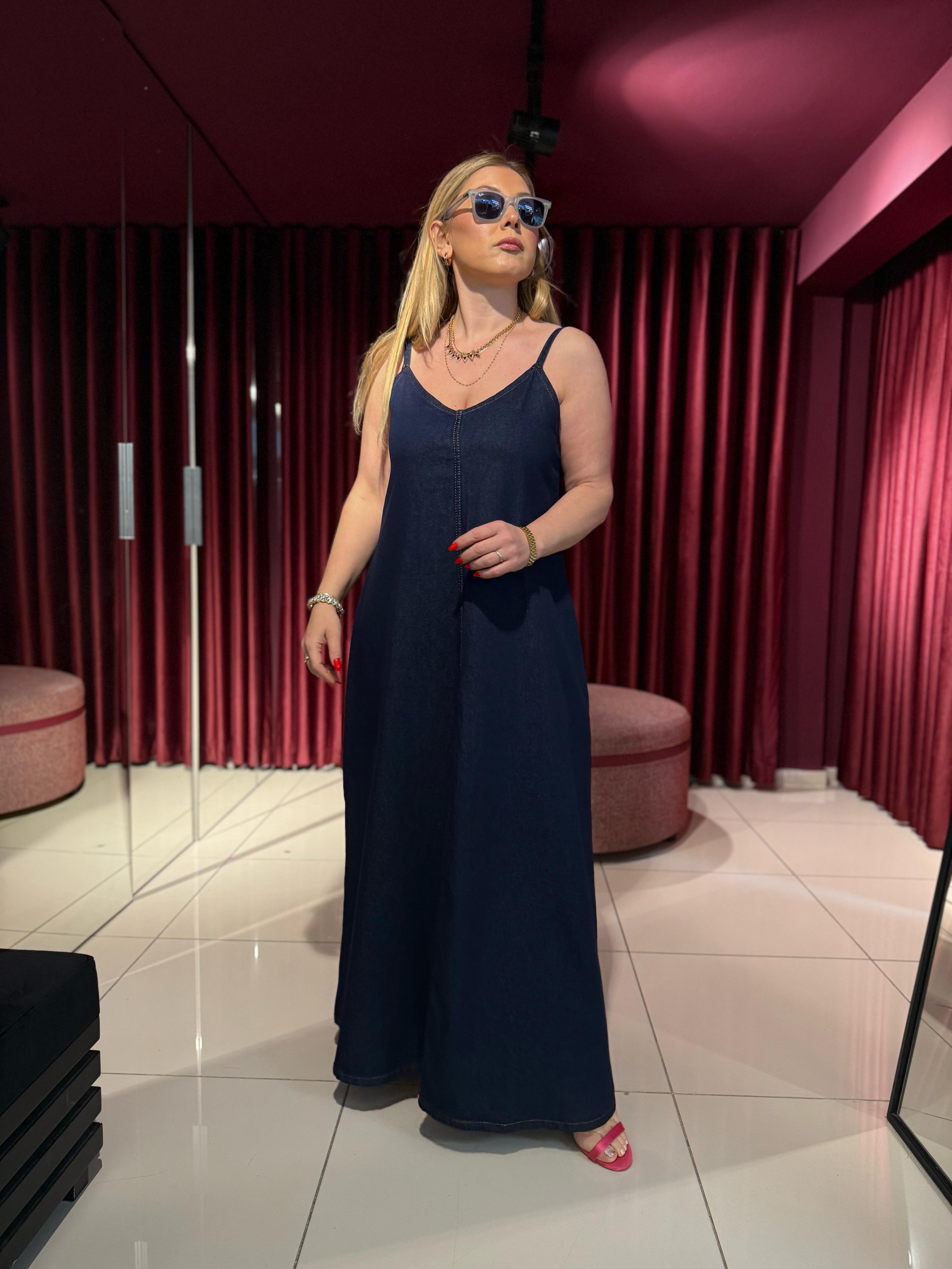 Midi Elbiseler6520 Denim Elbise Lacivert