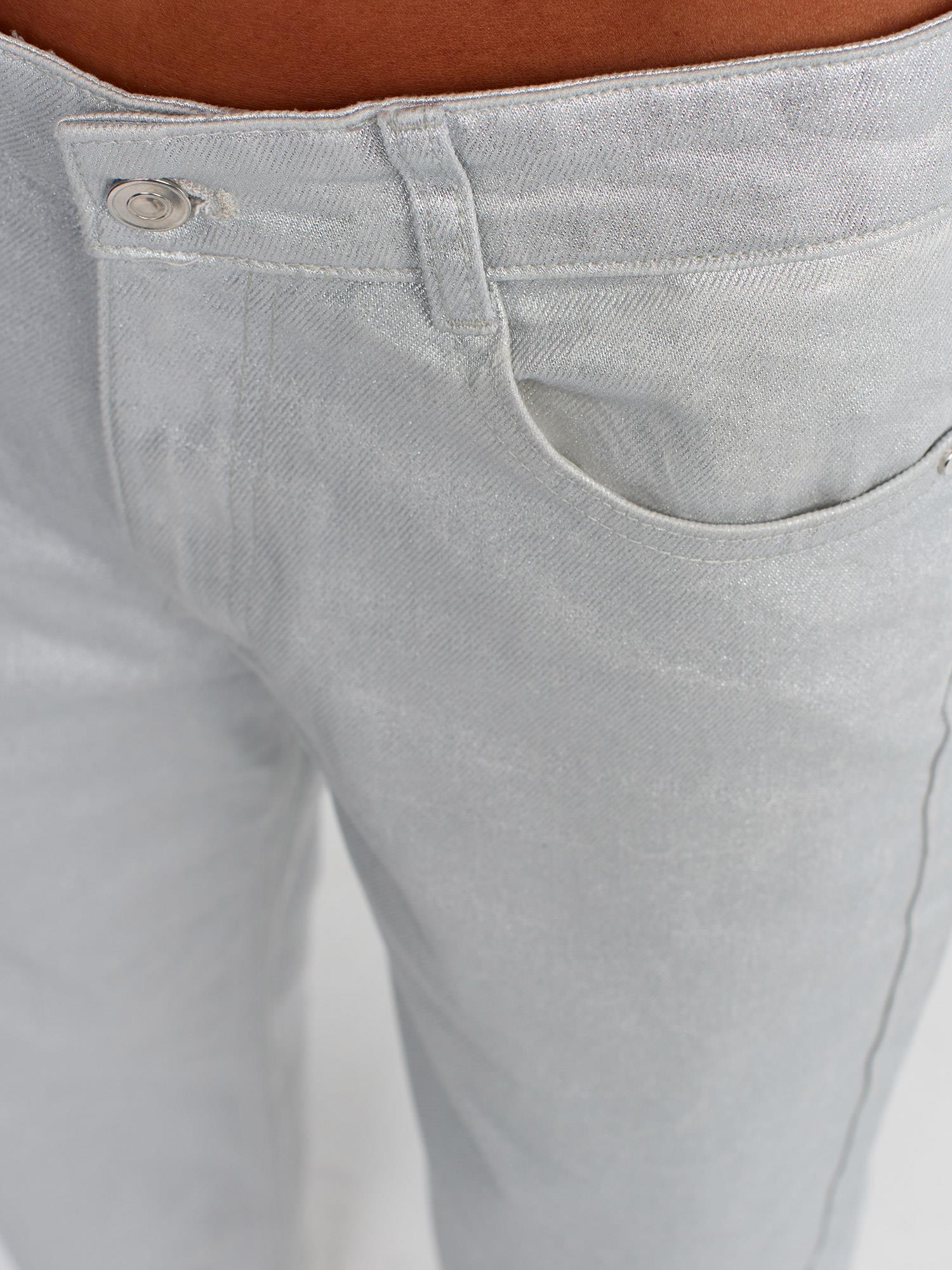 Pantolon70449 Parlak Straight Pantolon Gümüş
