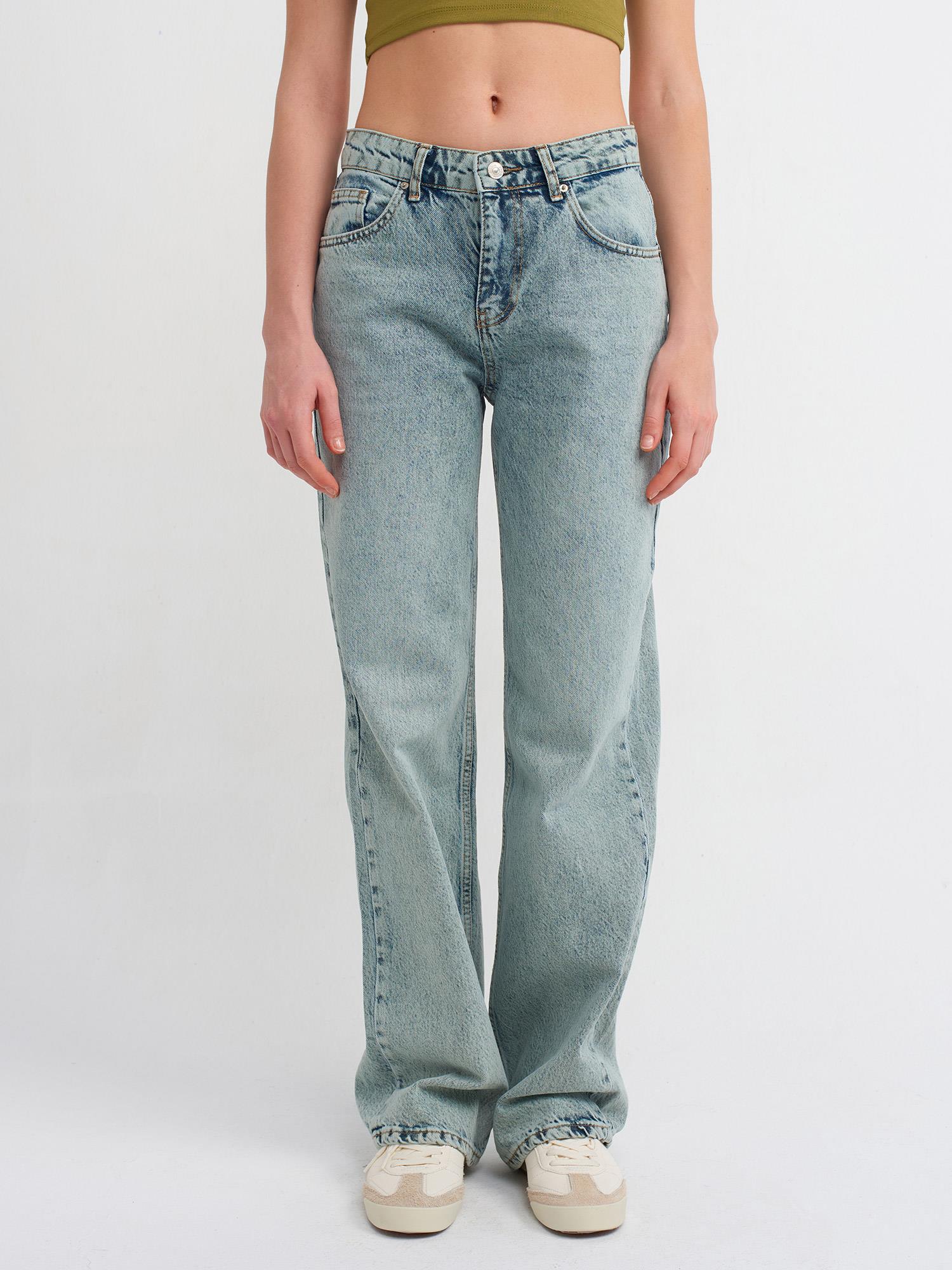 Jean71458 Tintli Kar Yıkama Pant. Jean Yeşil