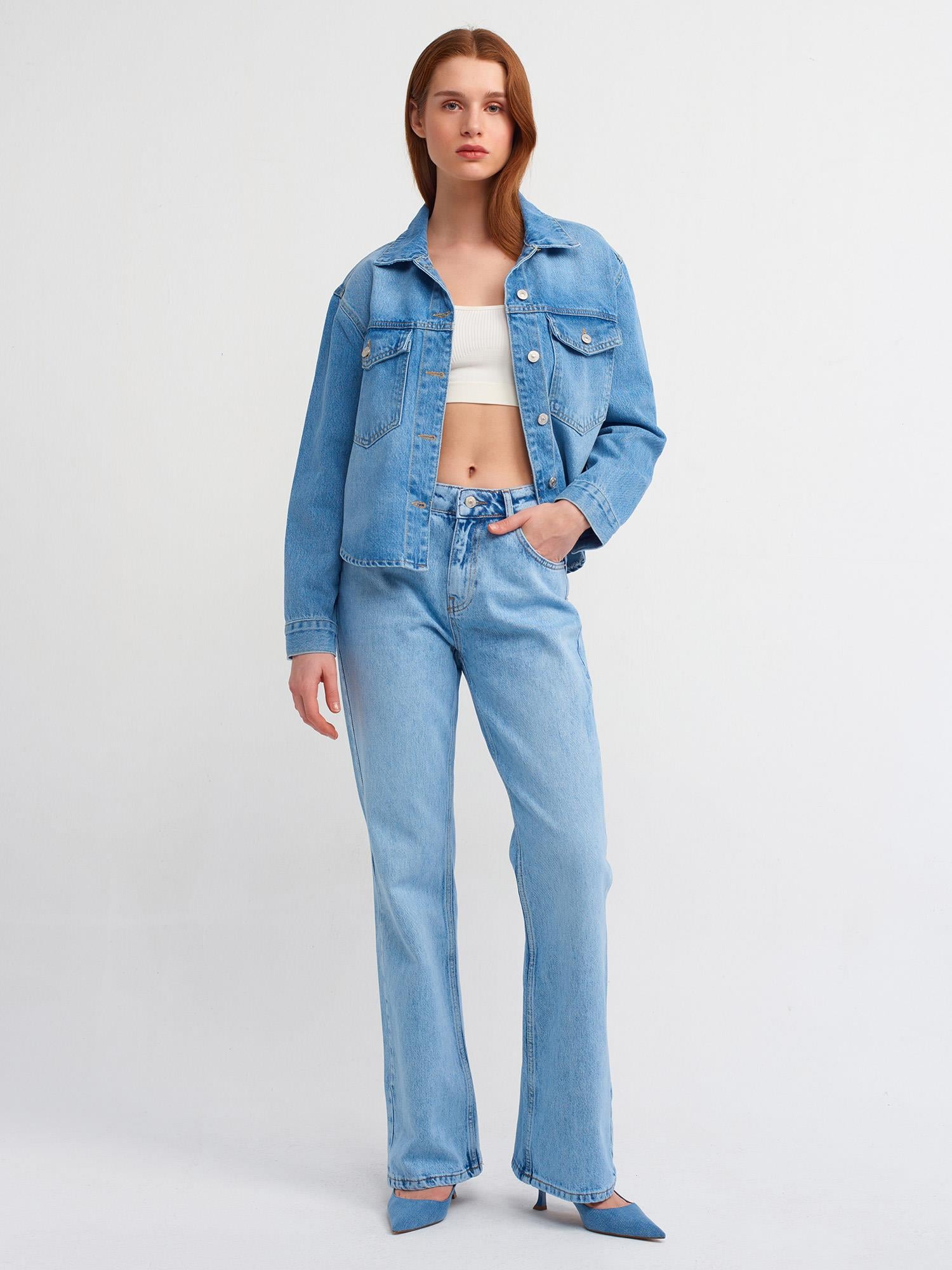 Jean71463 Düşük Bel Flare Pant.Jean Mavi