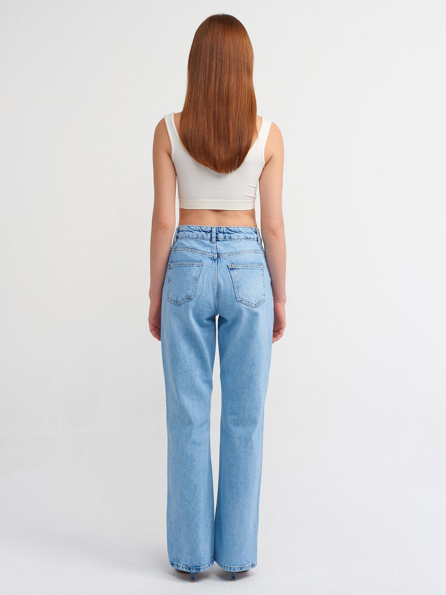 Jean71463 Düşük Bel Flare Pant.Jean Mavi