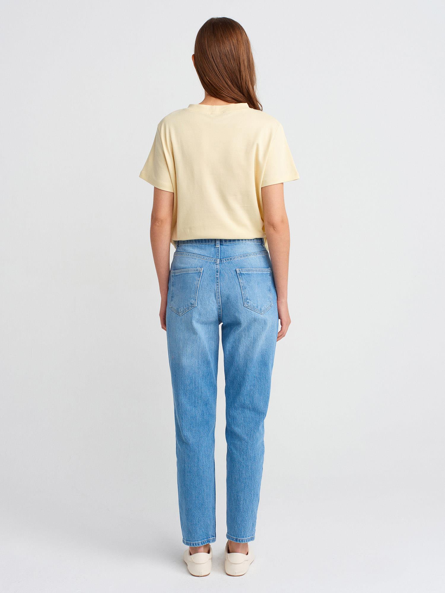 Pantolon71786 Slim Mom Pantolon Açık Mavi