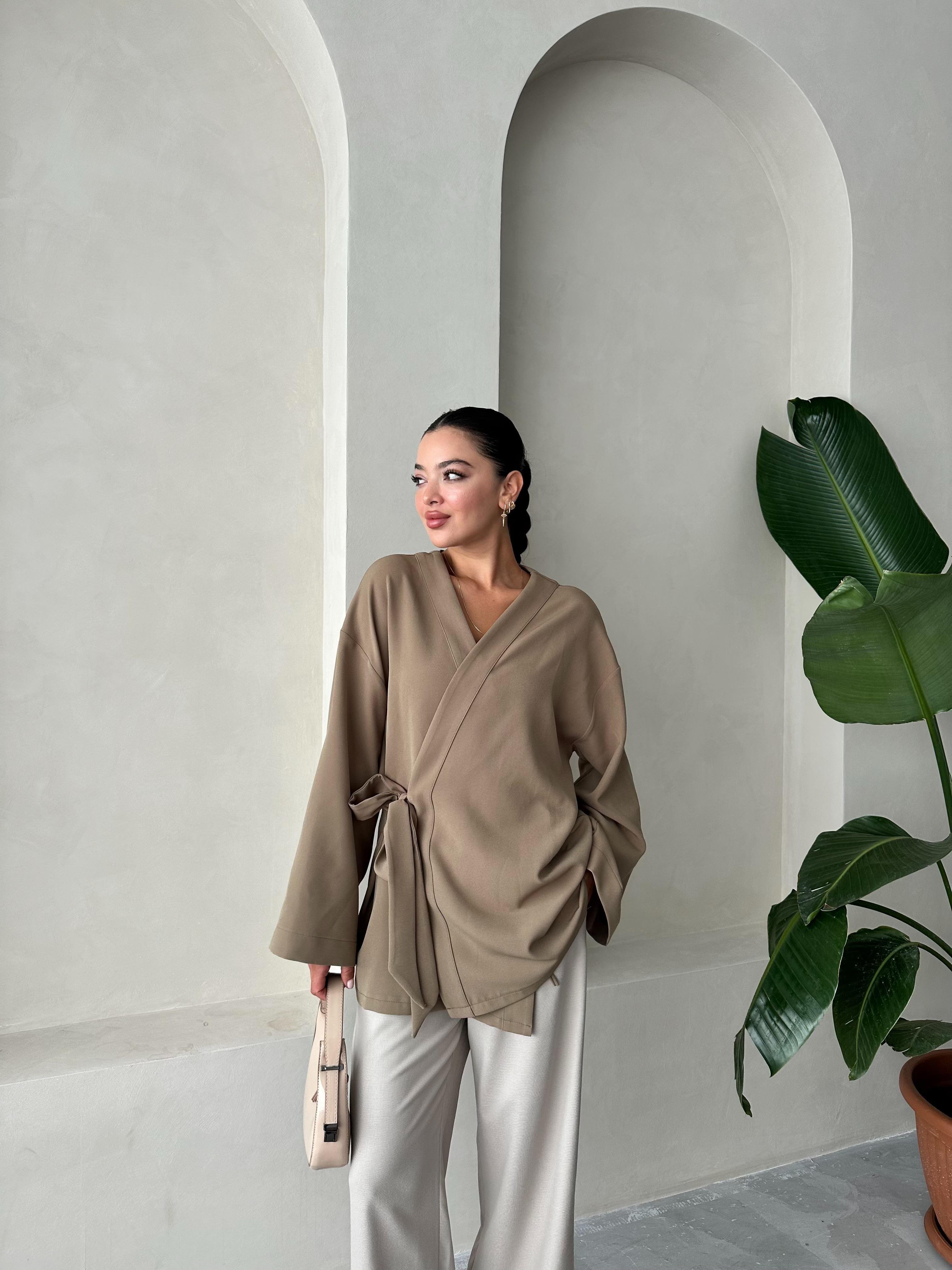 Ceket7335 Kimono Kahve 