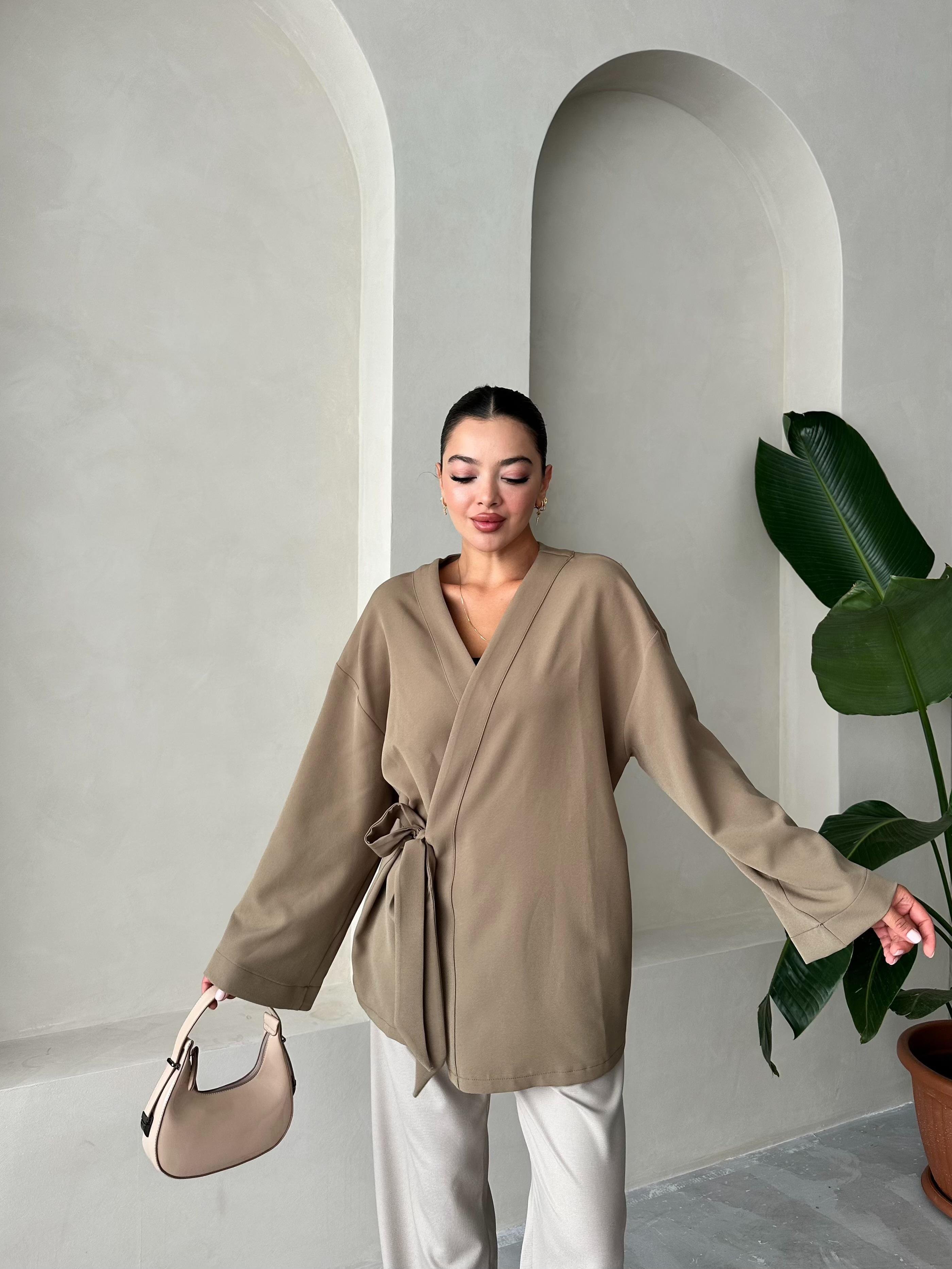 Ceket7335 Kimono Kahve 