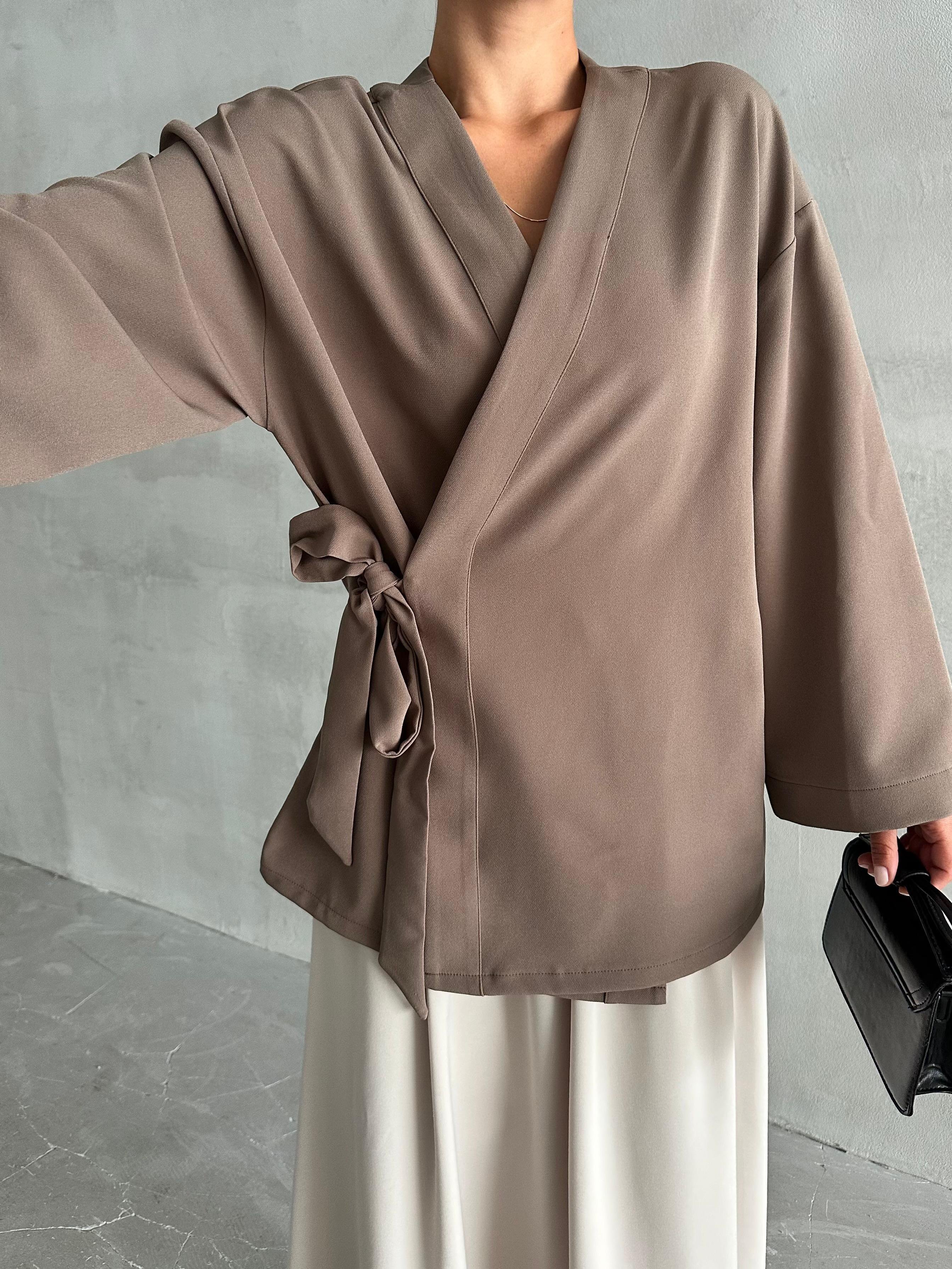 Ceket7335 Kimono Kahve 
