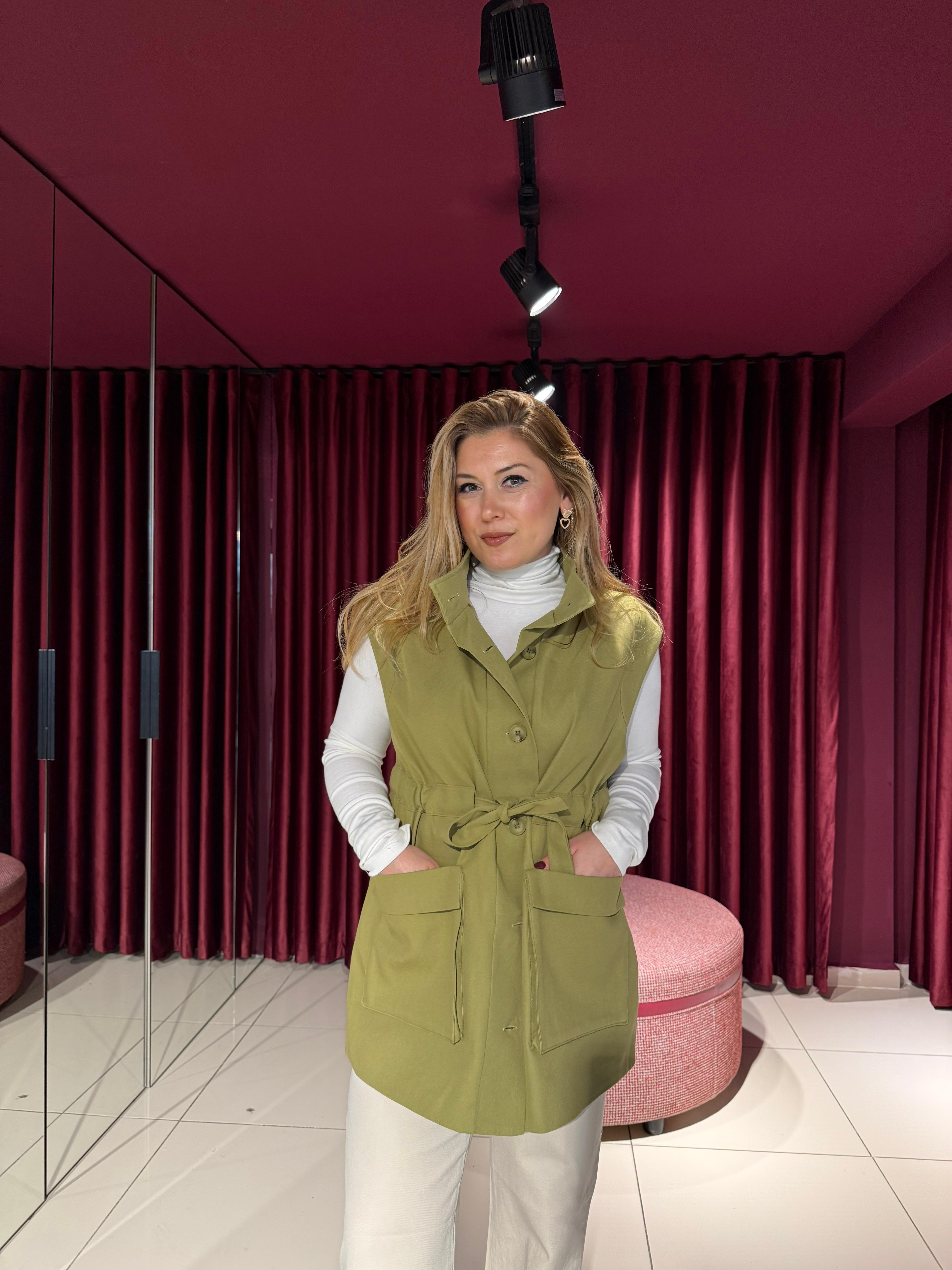 Yelek7408 Gabardin Yelek Haki