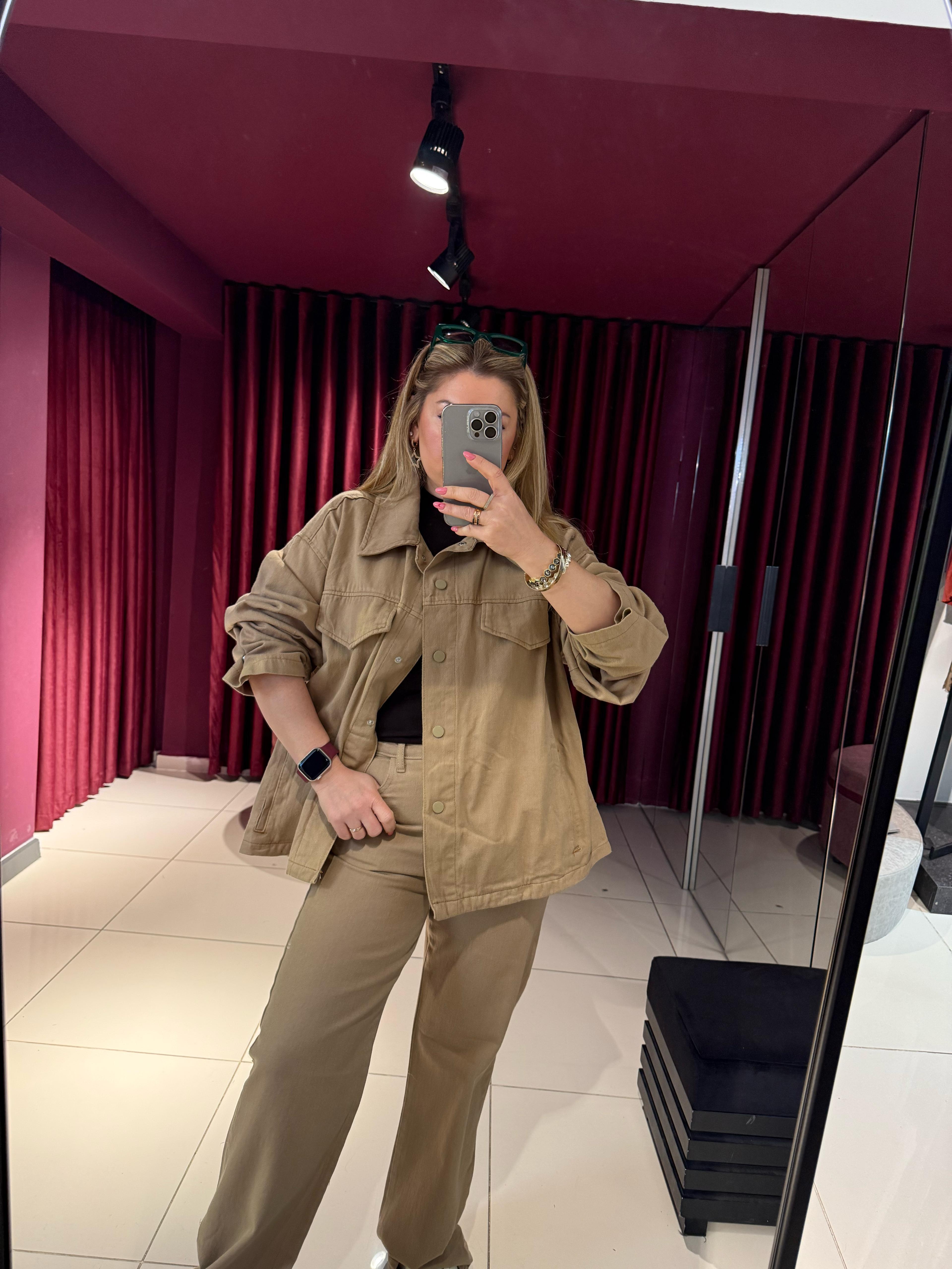 Ceket7430 Gabardin Kemerli Ceket Vizon
