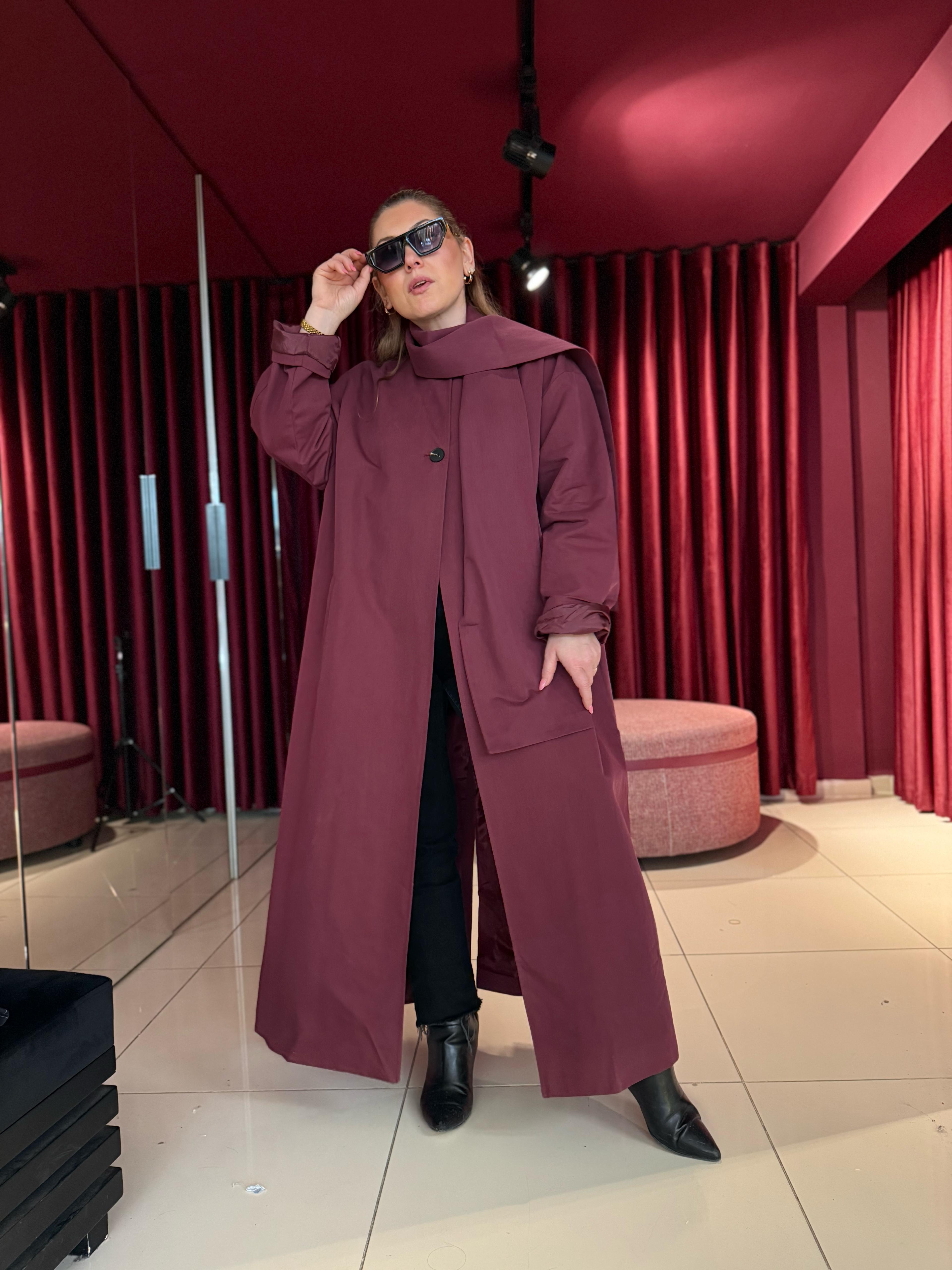 Ceket85145 Bordo Trençkot