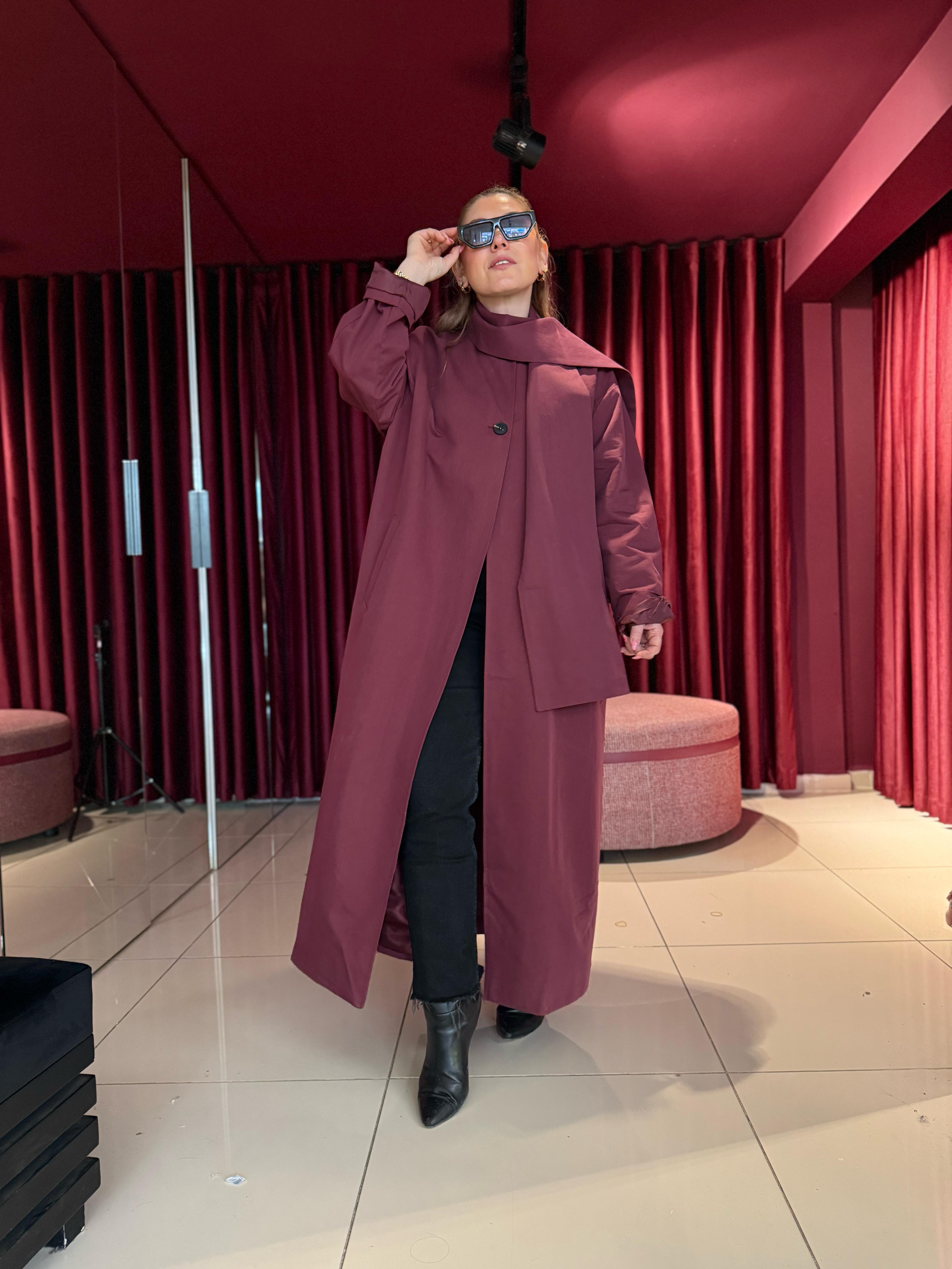 Ceket85145 Bordo Trençkot