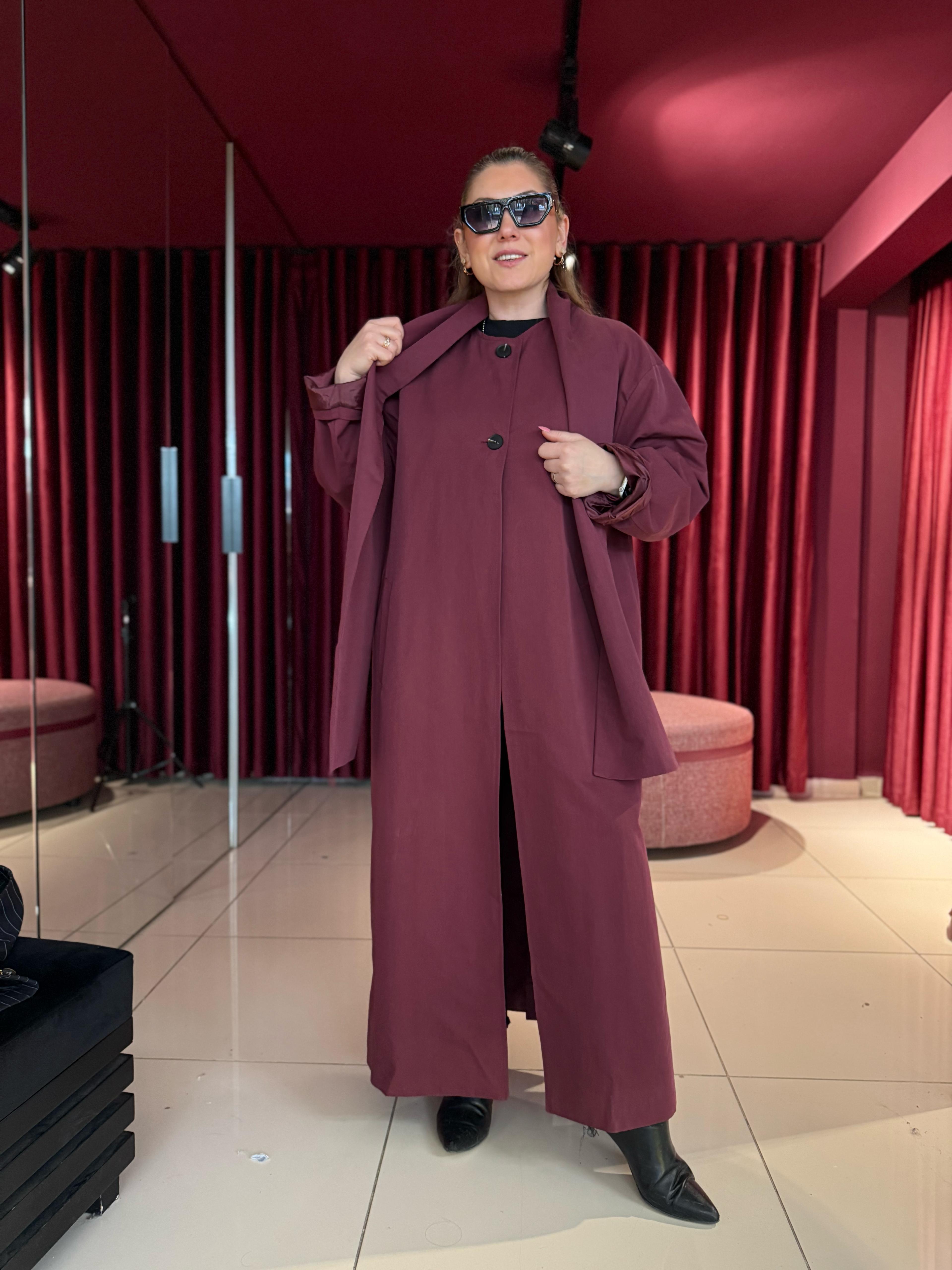 Ceket85145 Bordo Trençkot