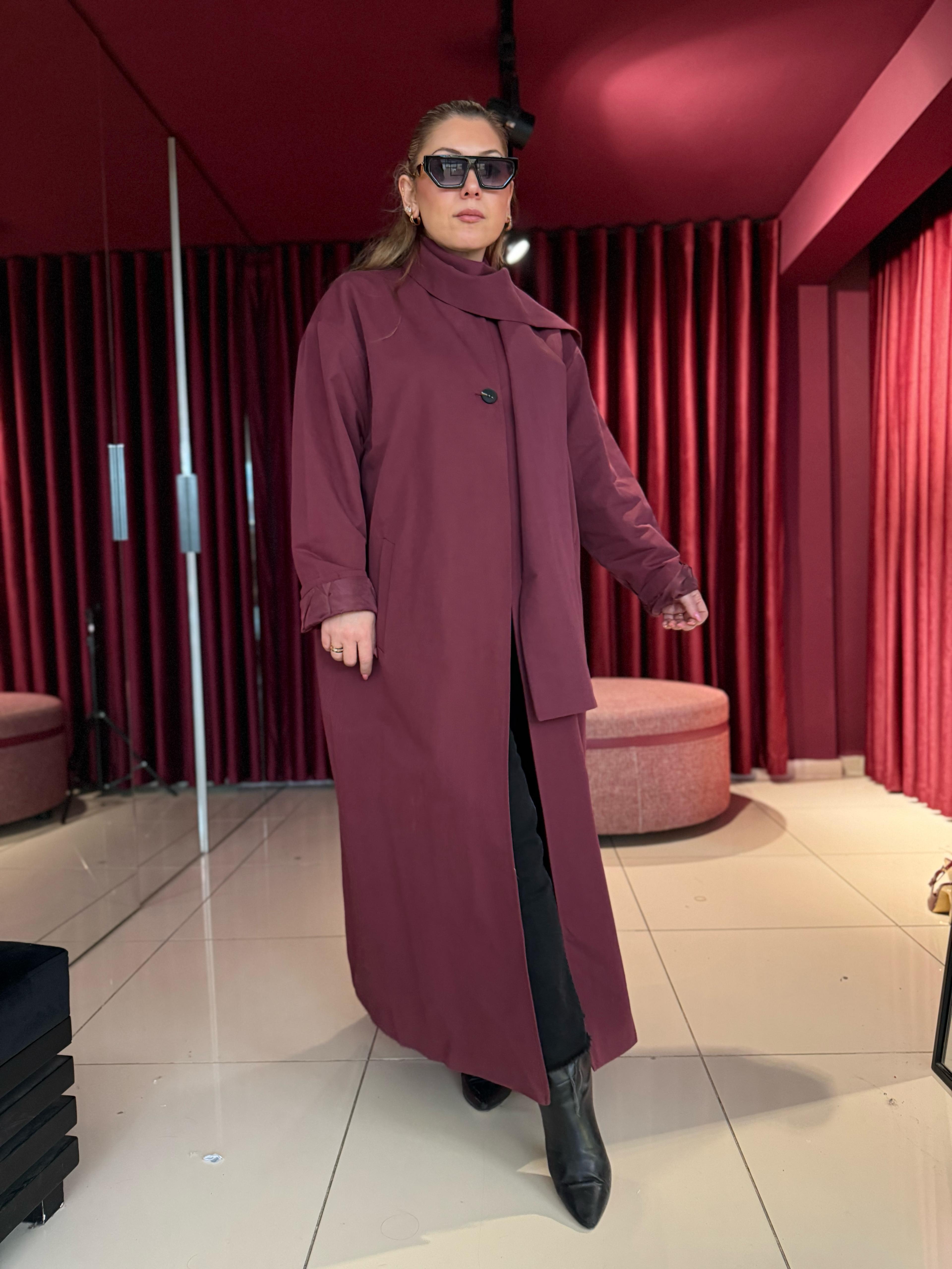 Ceket85145 Bordo Trençkot