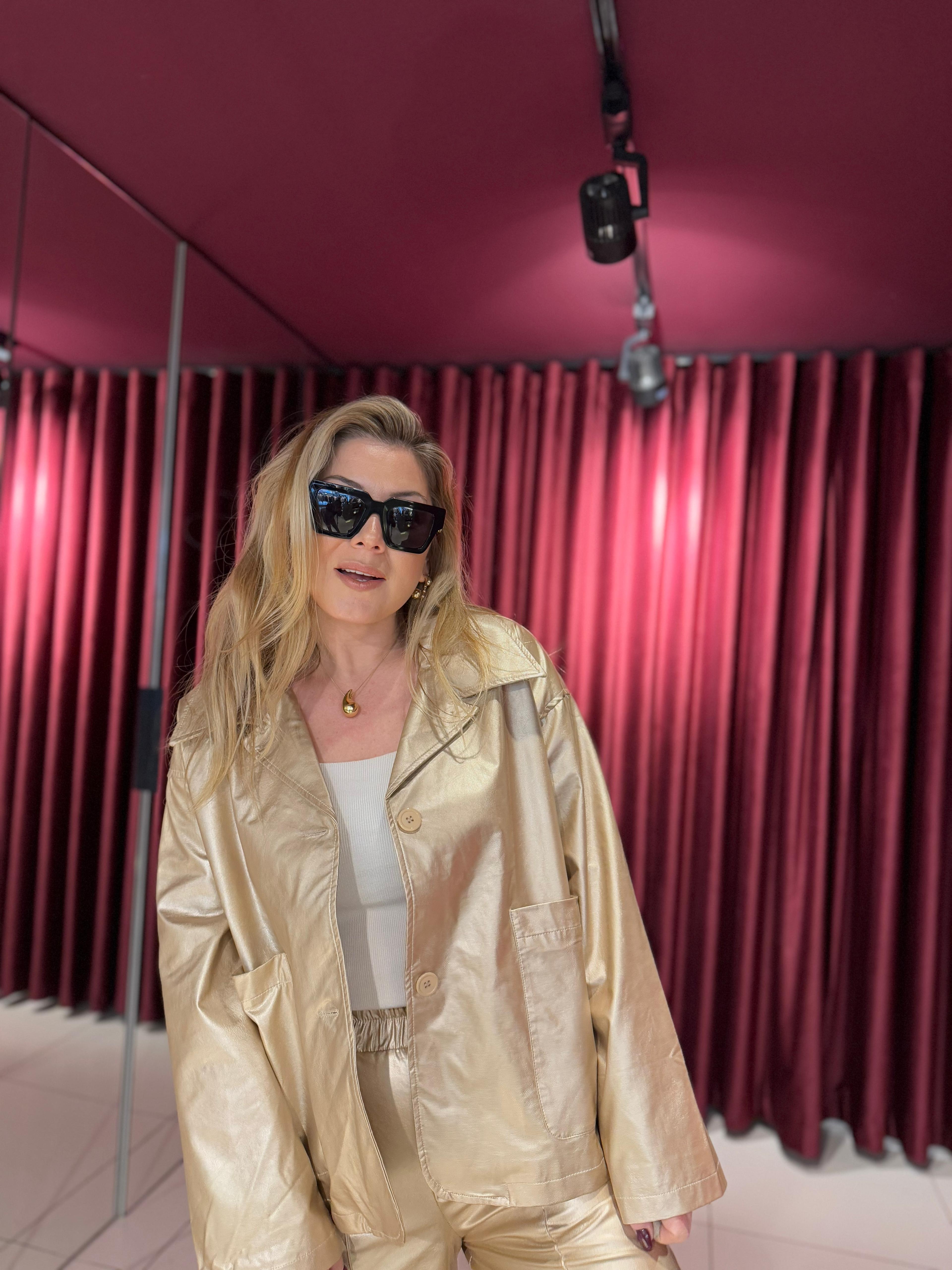 Takım8515 Deri Pantolon Ceket Takım Gold