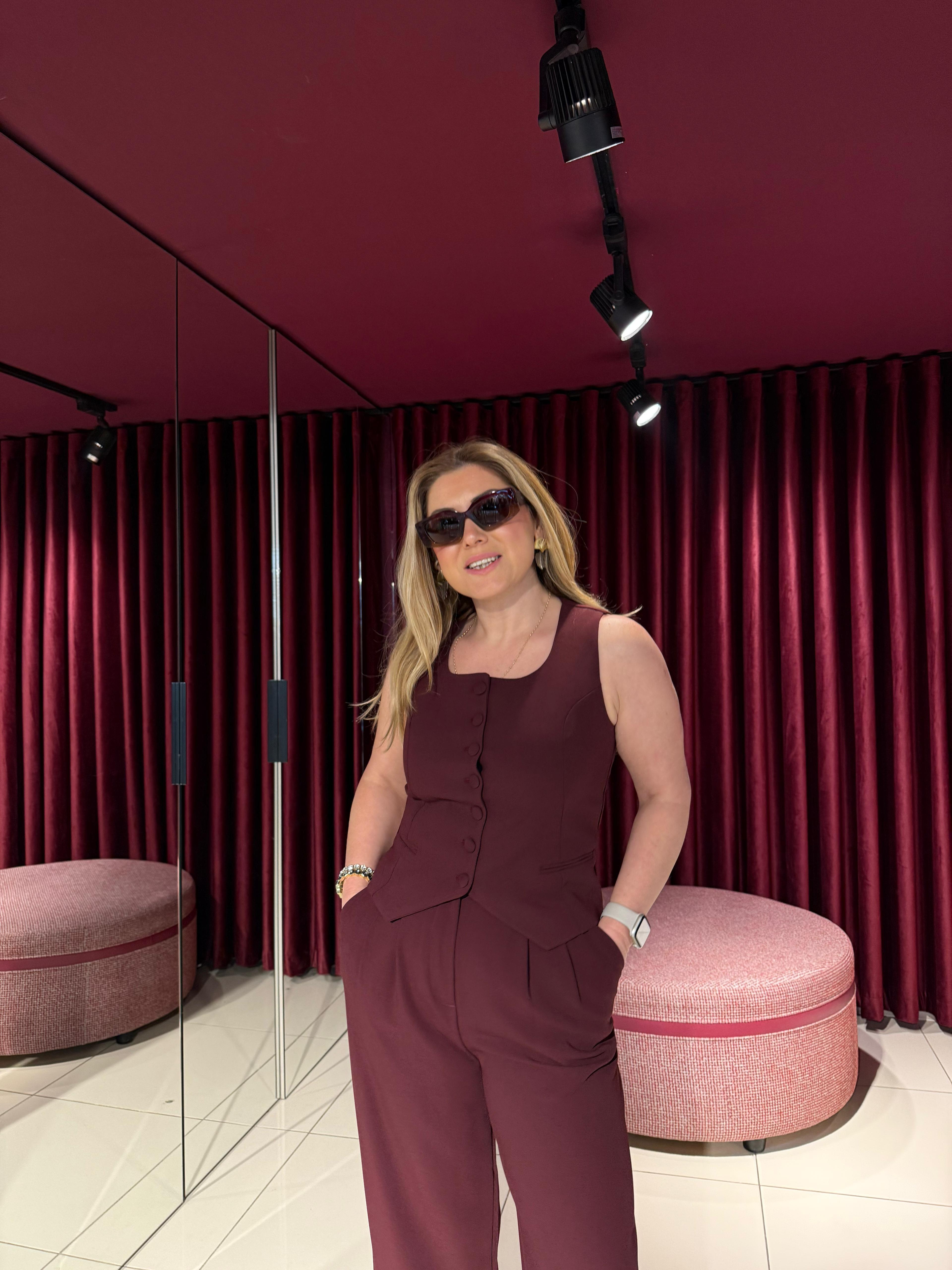 Takım8516 Yelek Takım Bordo