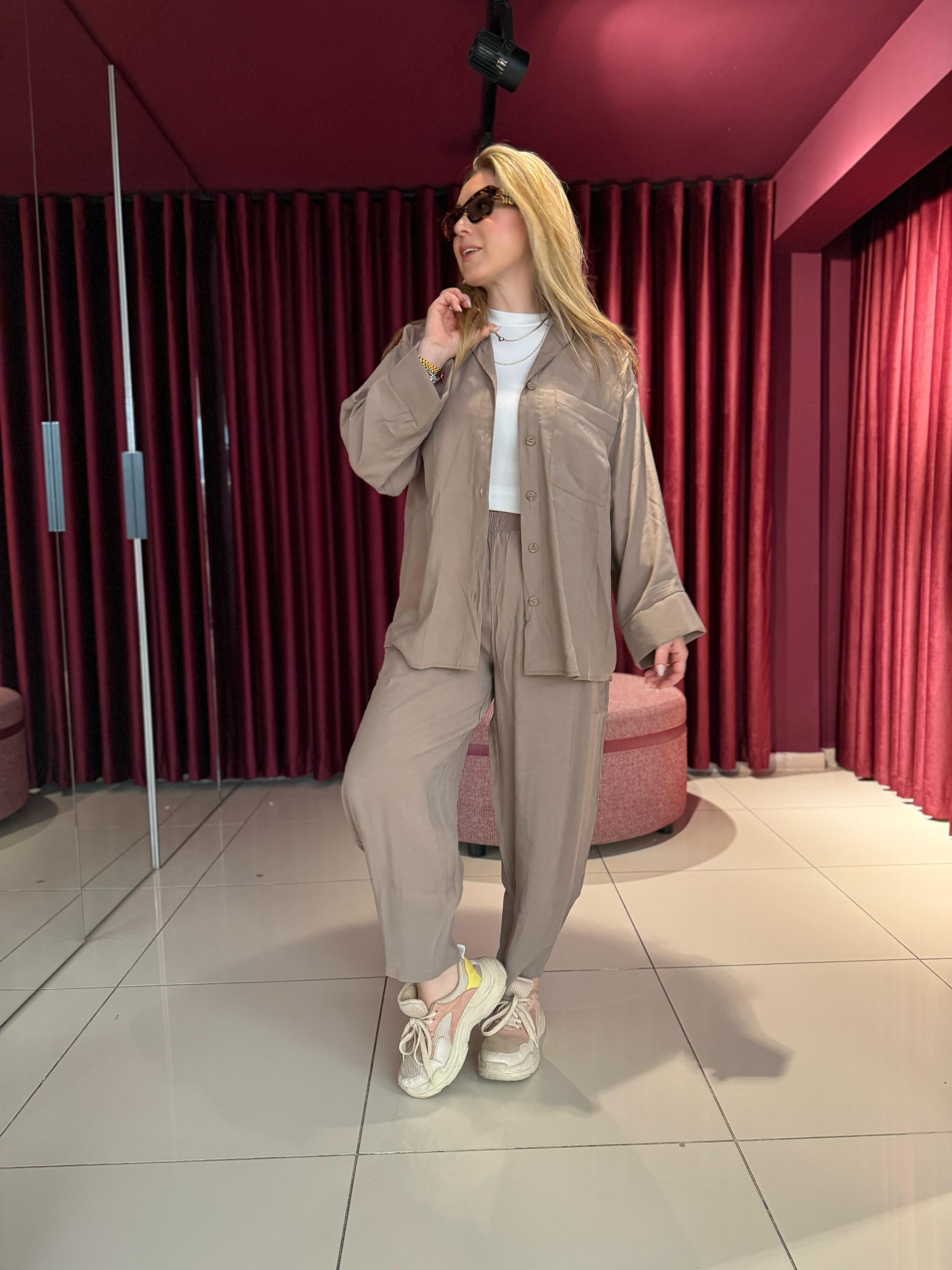 Takım8561 Takım Gömlek Vizon