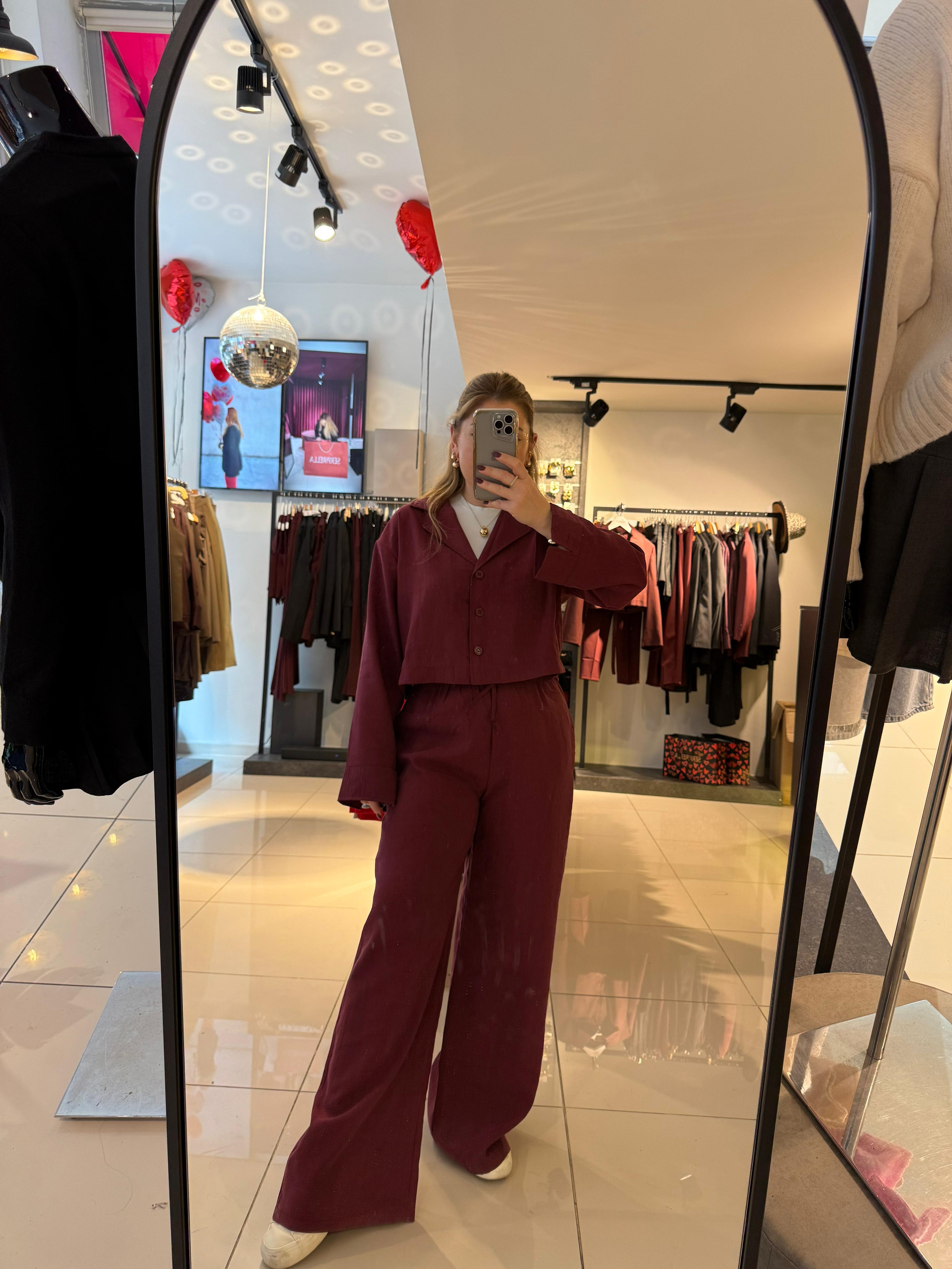 Takım8564 Tensel Gömlek Takım Bordo