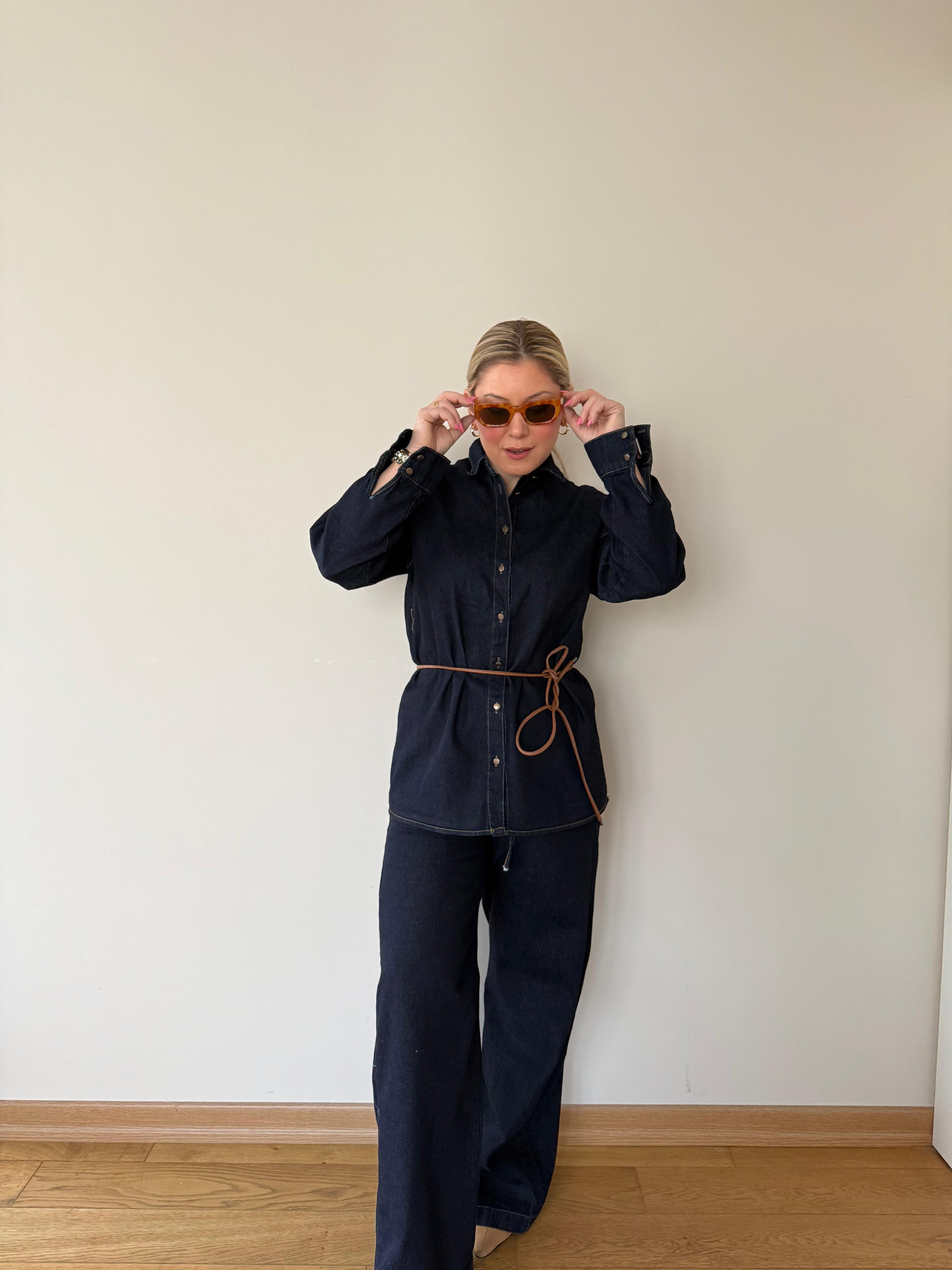 Takım8627 Denim Gömlek Pantolon Takım