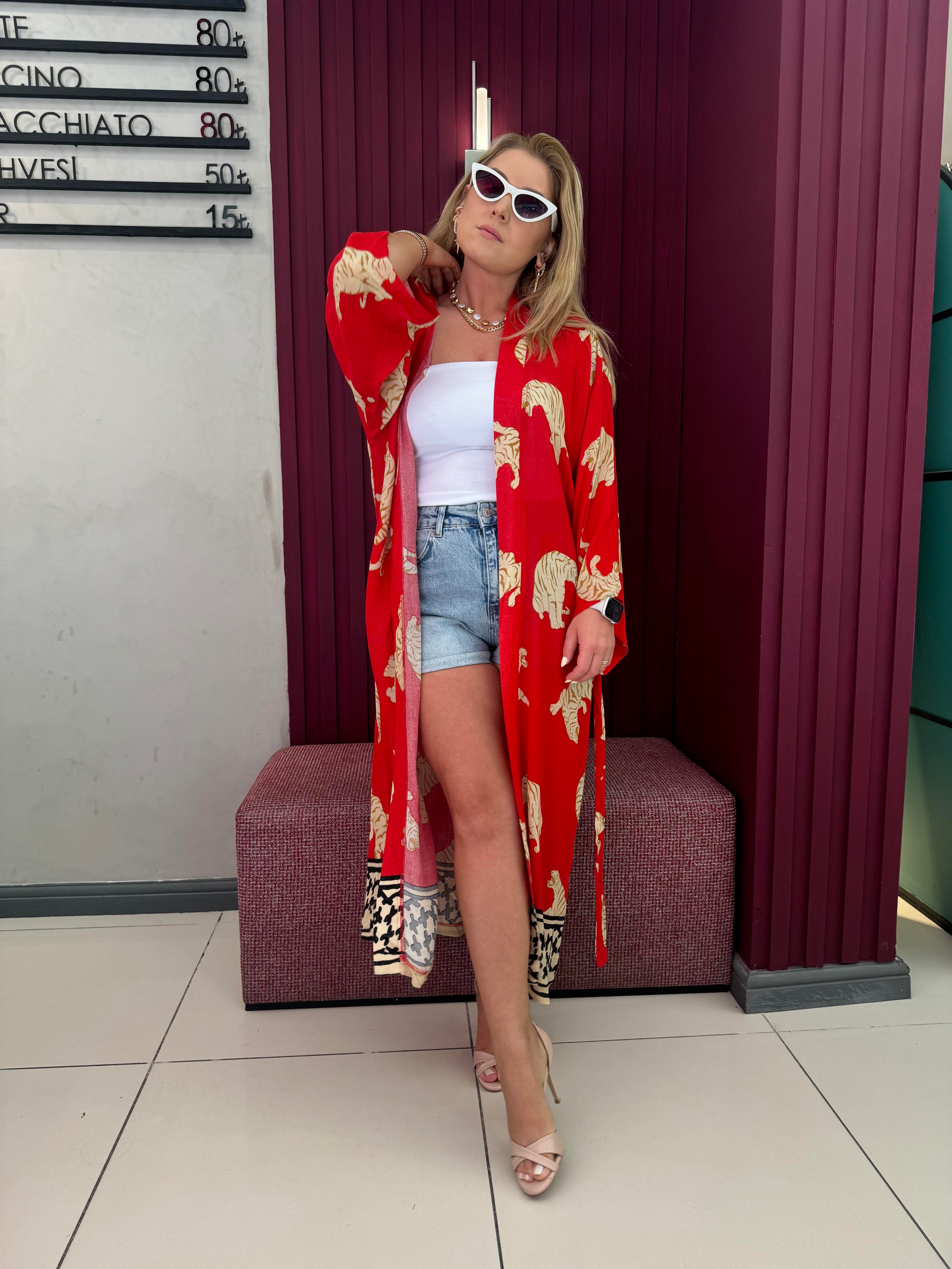 Dış Giyim 9447 Kimono Kırmızı