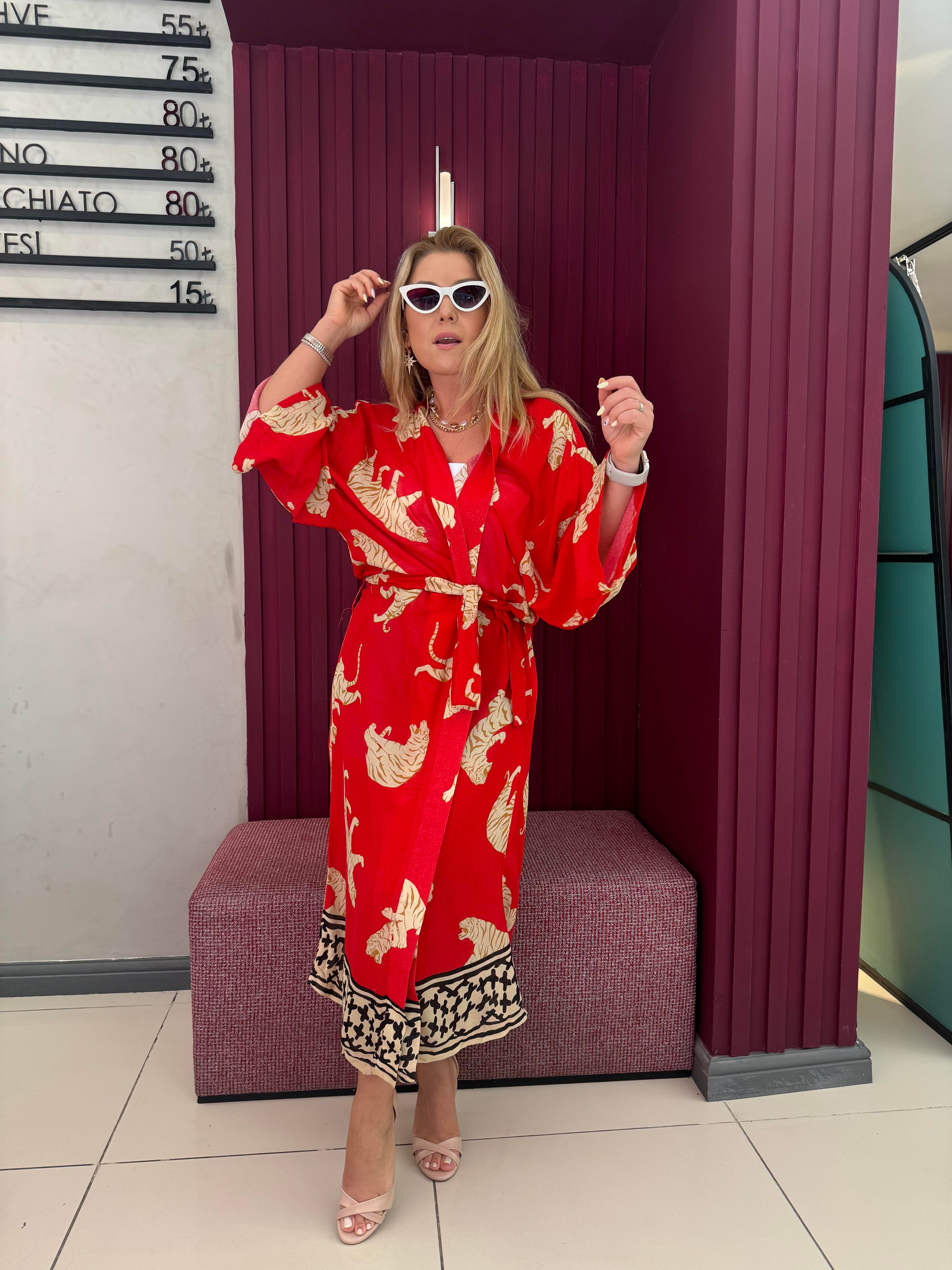 Dış Giyim 9447 Kimono Kırmızı
