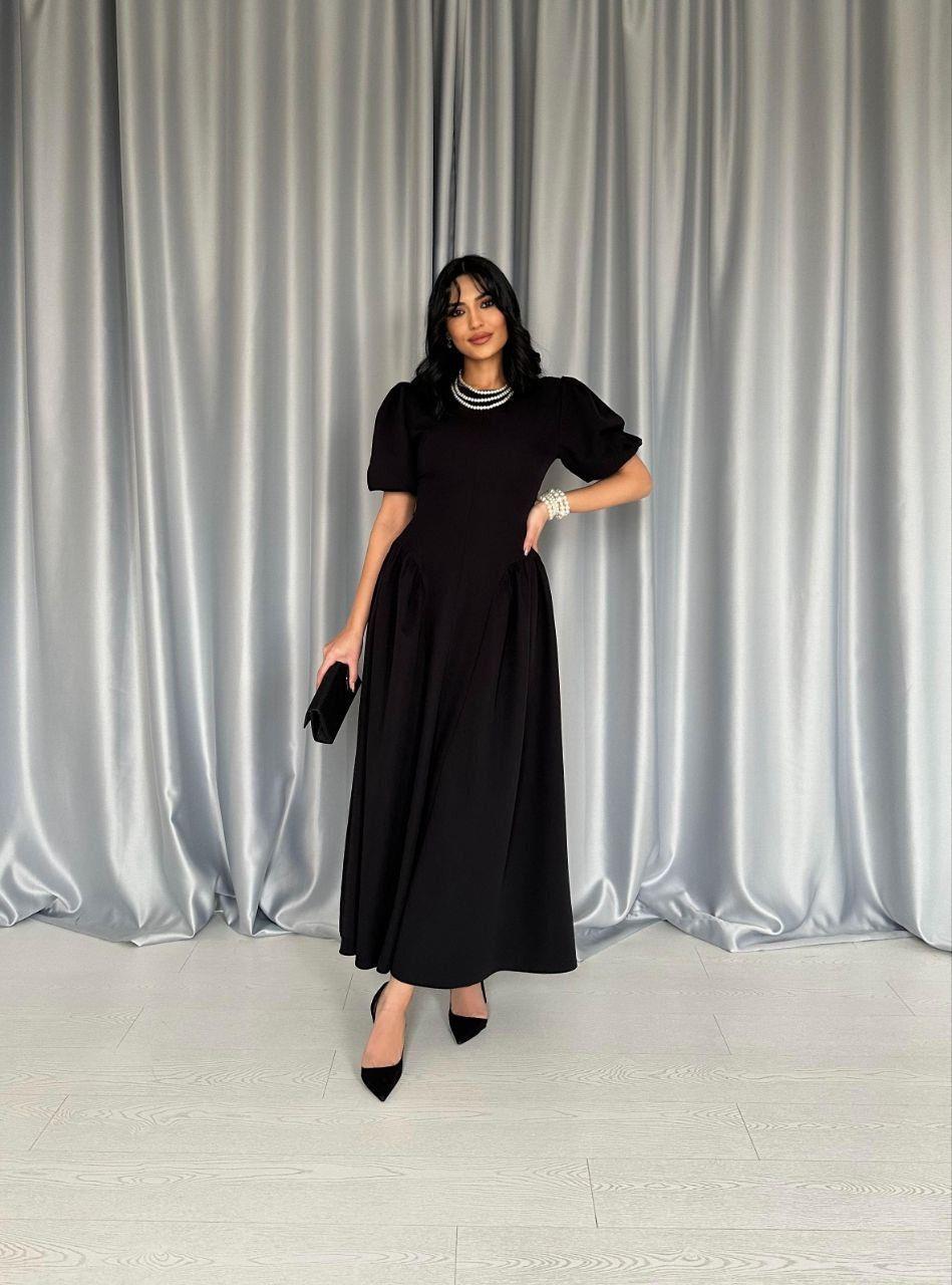 Midi ElbiselerEtek Yanları Büzgülü Elbise Siyah
